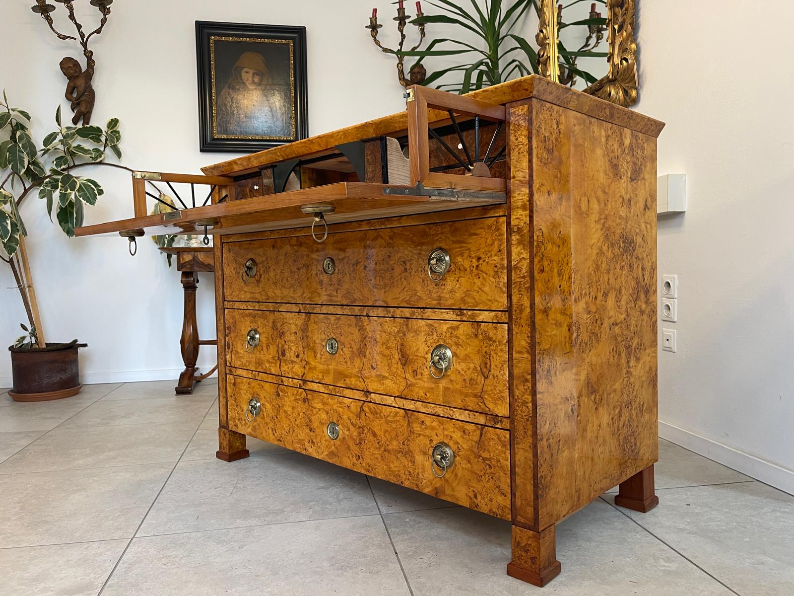 Restaurierte Biedermeier Schreibkommode Sekretär Nussholz Antiquität G1506