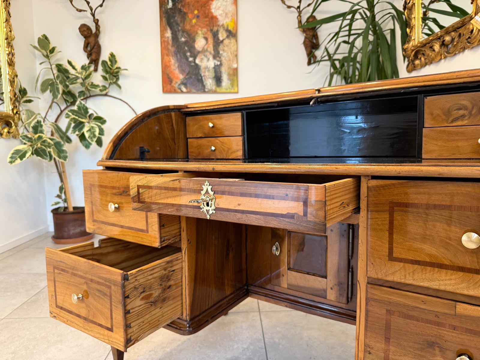 Sale Restauriert Barock Rolladen Sekretär um 1780 Antiquität G2049