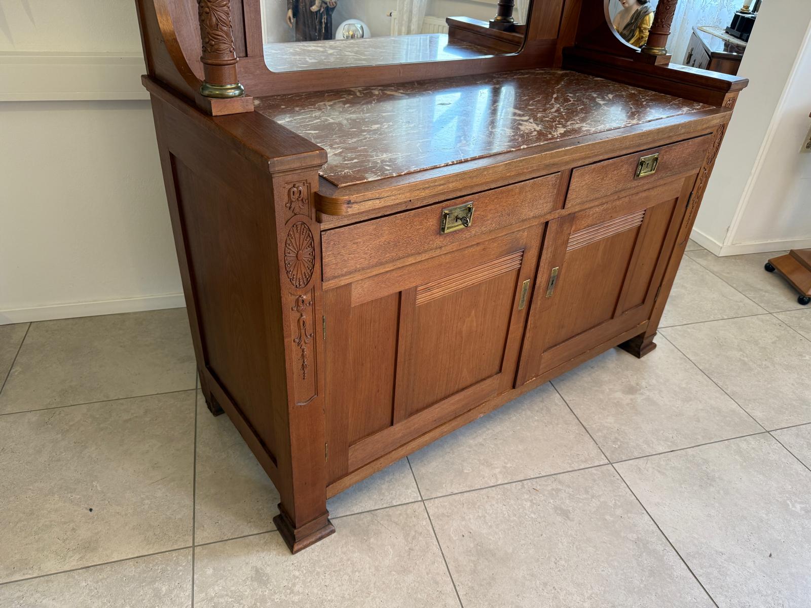 Originales Jugendstil Aufsatzbuffet Bücherschrank Vitrinenschrank G1985