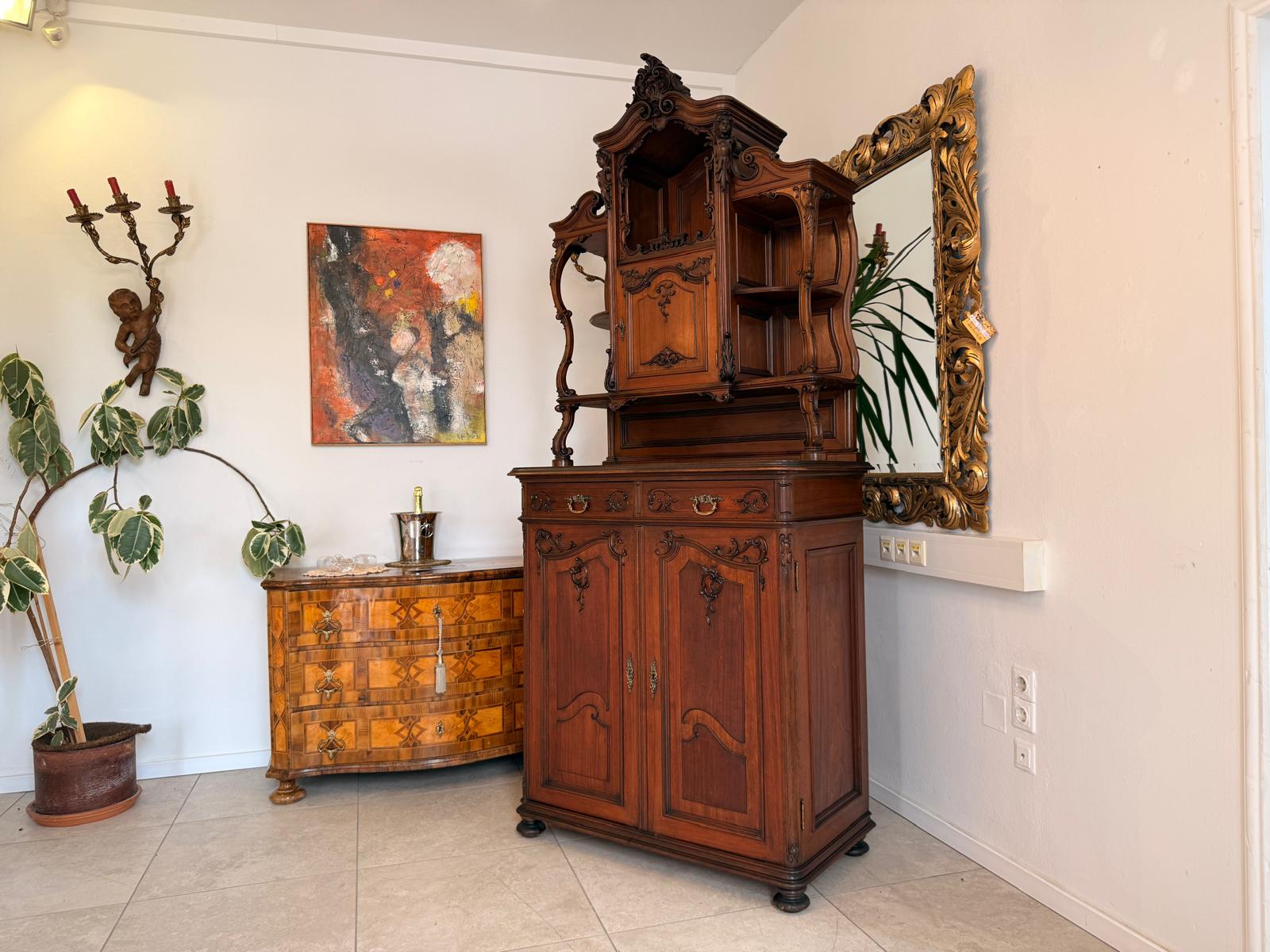 Traum Pfeiferlbarock Aufsatzbuffet Altarschrank Buffetschrank Eichenholz  D2659