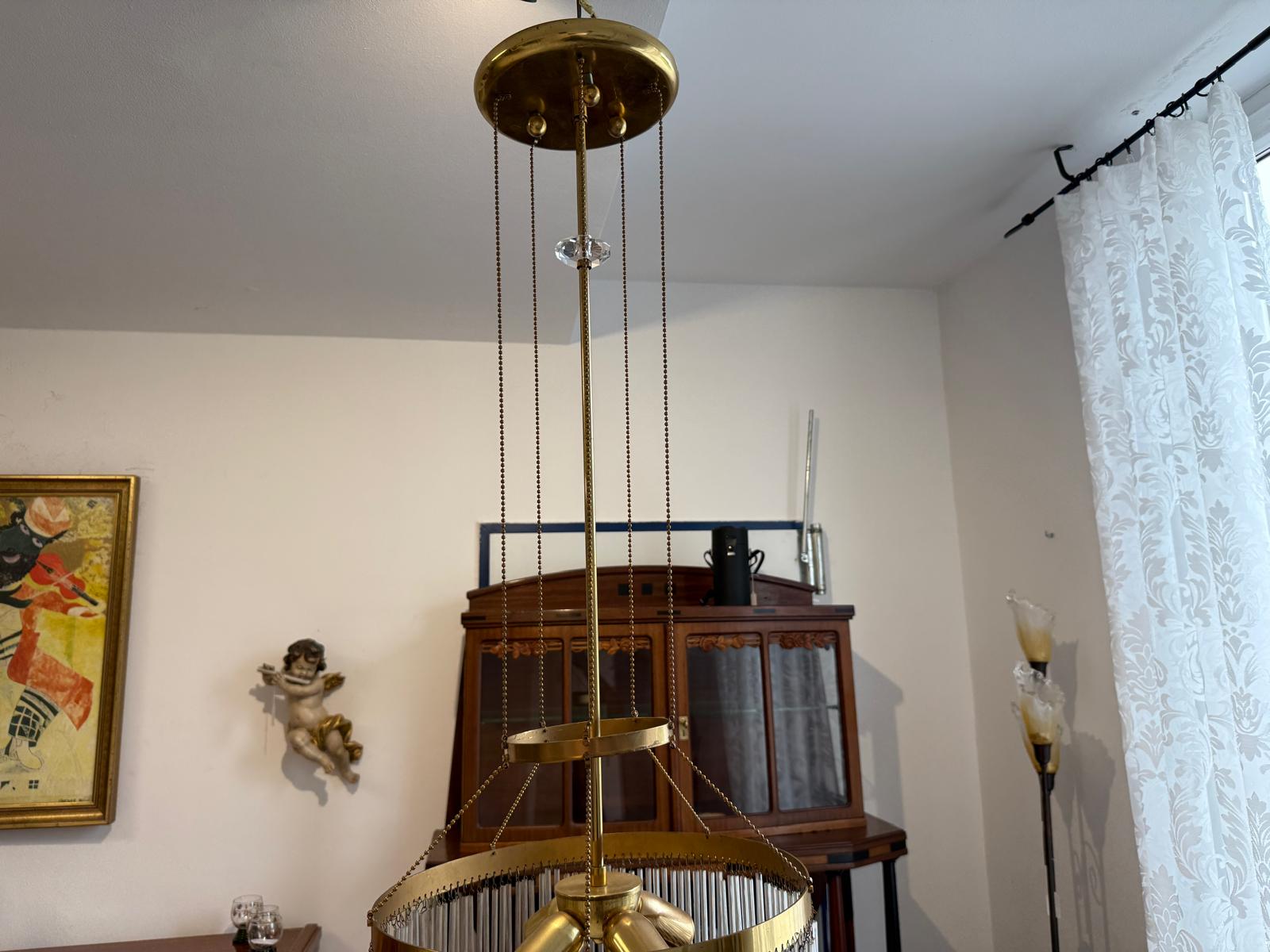 Jugendstil Luster Lampe Kronleuchter Messing Leuchte Antik G2024