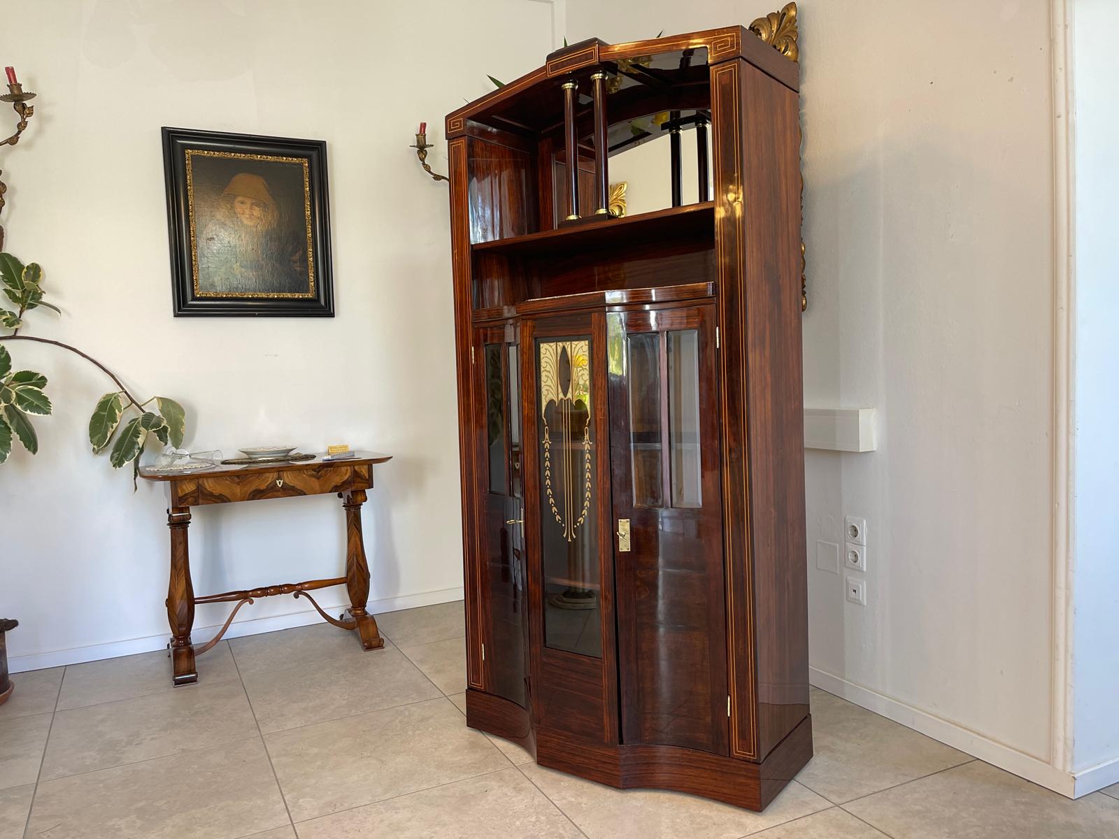 Restauriertes Jugendstil Kredenz Vitrinenschrank  Bücherschrank Traum Antiquität G1443