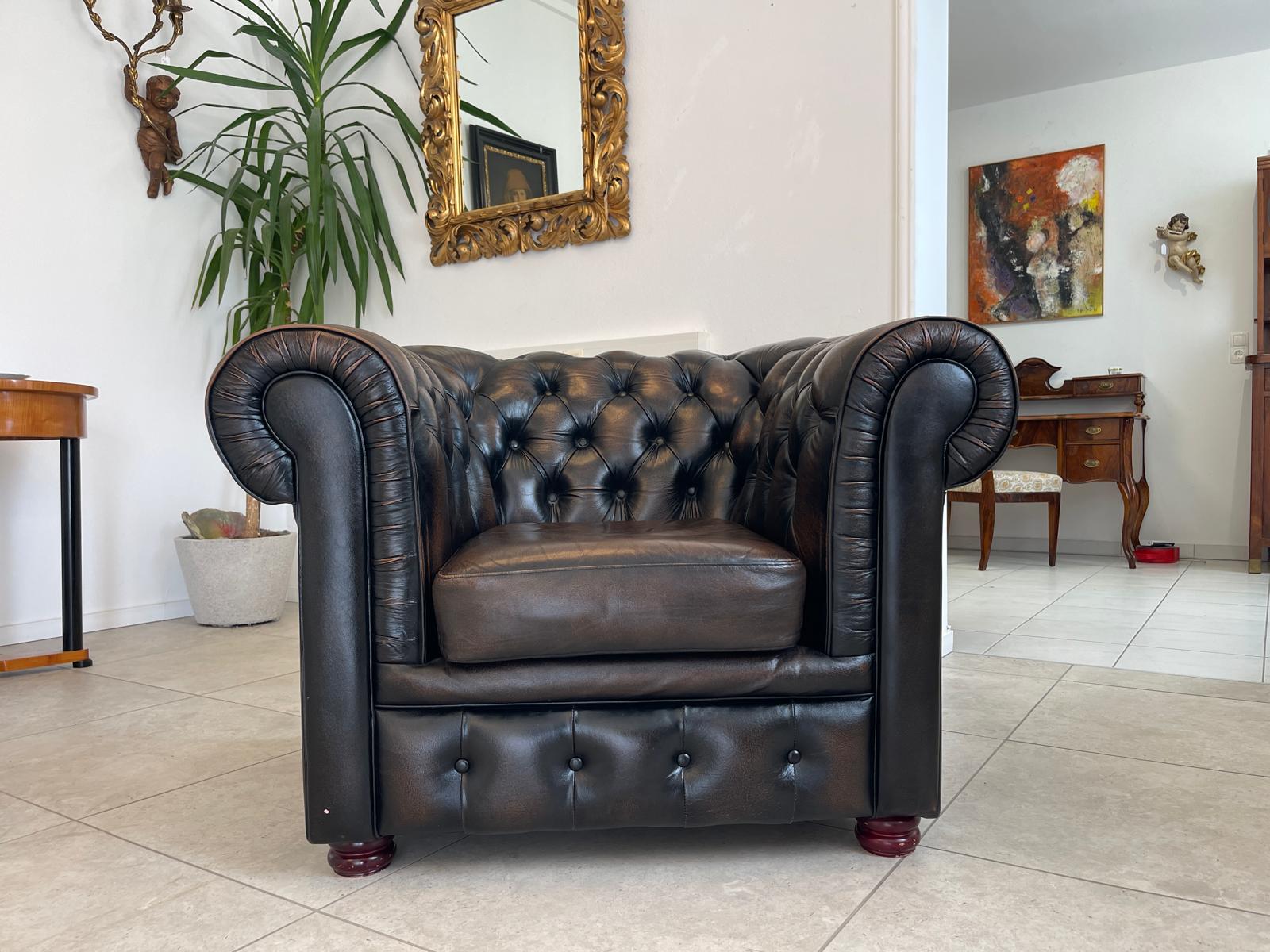 Chesterfield 1er Fauteuil Couch Zigarrenbraun Braun G1332