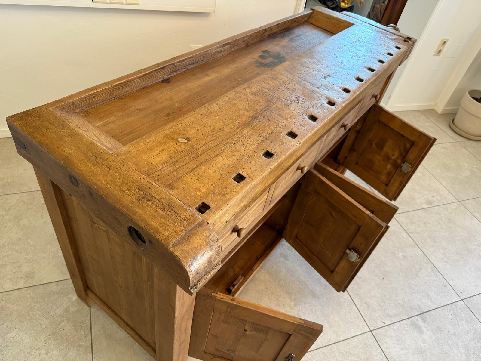 Urige Hobelbank Werkbank Pult Tresen Ladenschrank G2179-1