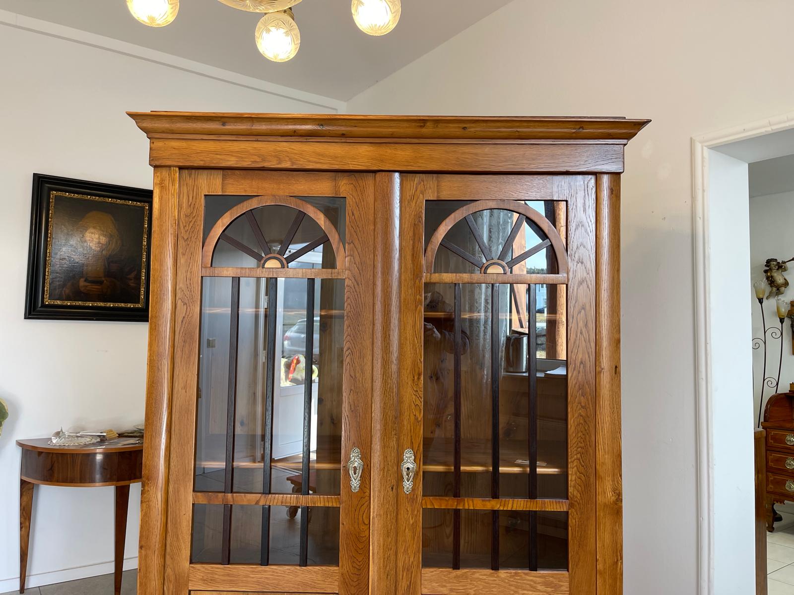 SALE Biedermeier Vitrine Bücherschrank Sammlervitrine Eichenholz Antiquität G1133