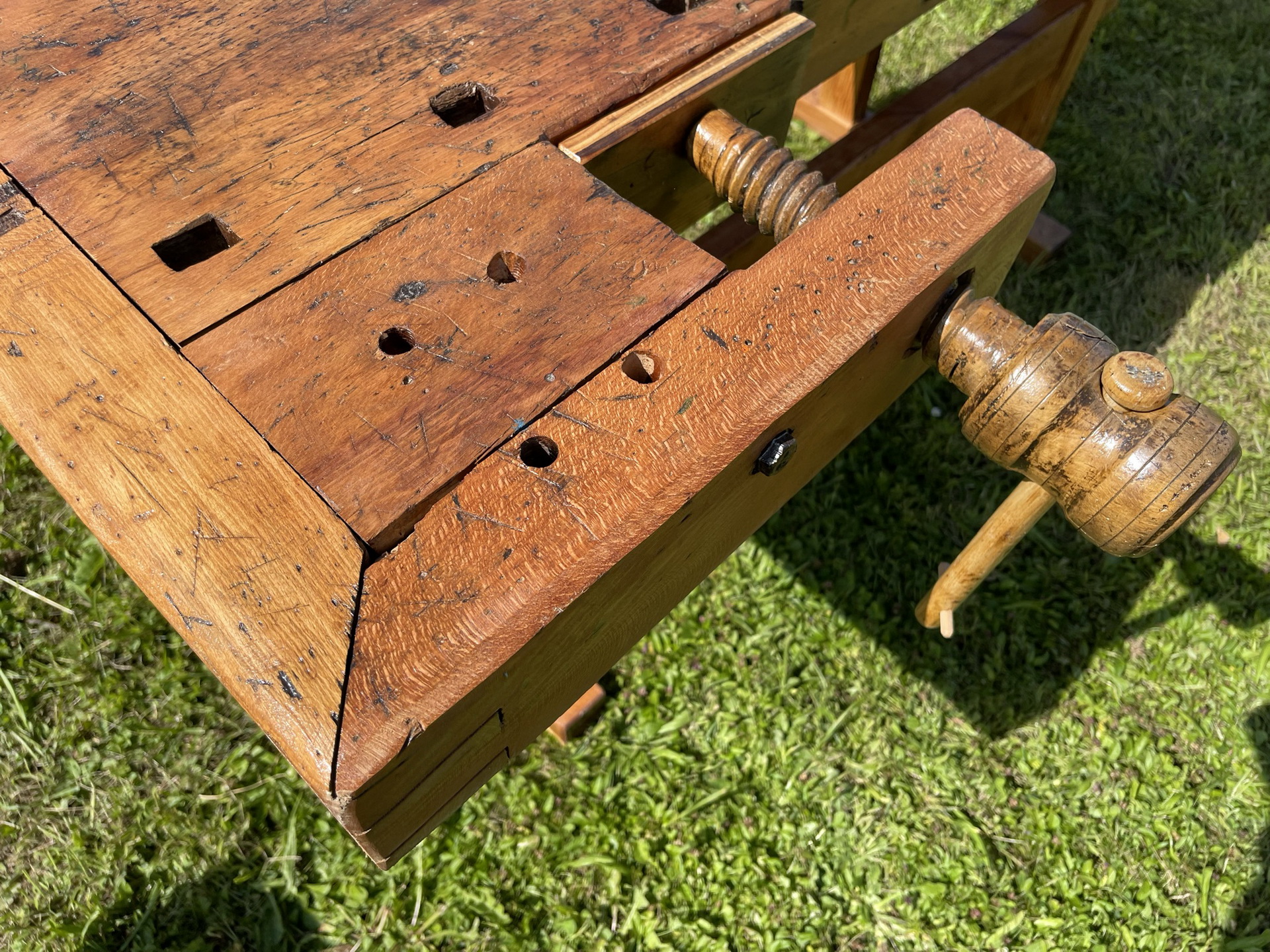 Barock-Biedermeier_9449p4CYTzIuvkz alte restaurierte Hobelbank, Werkbank, Küchentisch A3073