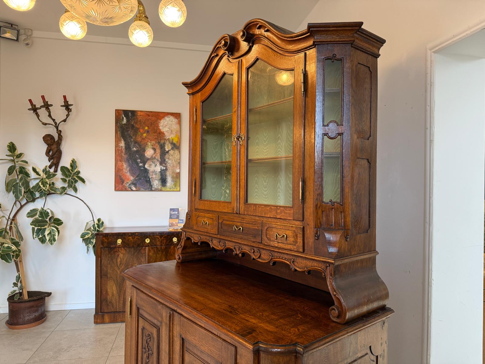 Originaler barocke Aufsatzvitrine Aufsatzkommode Vitrine Antiquität Tabernakl D1143