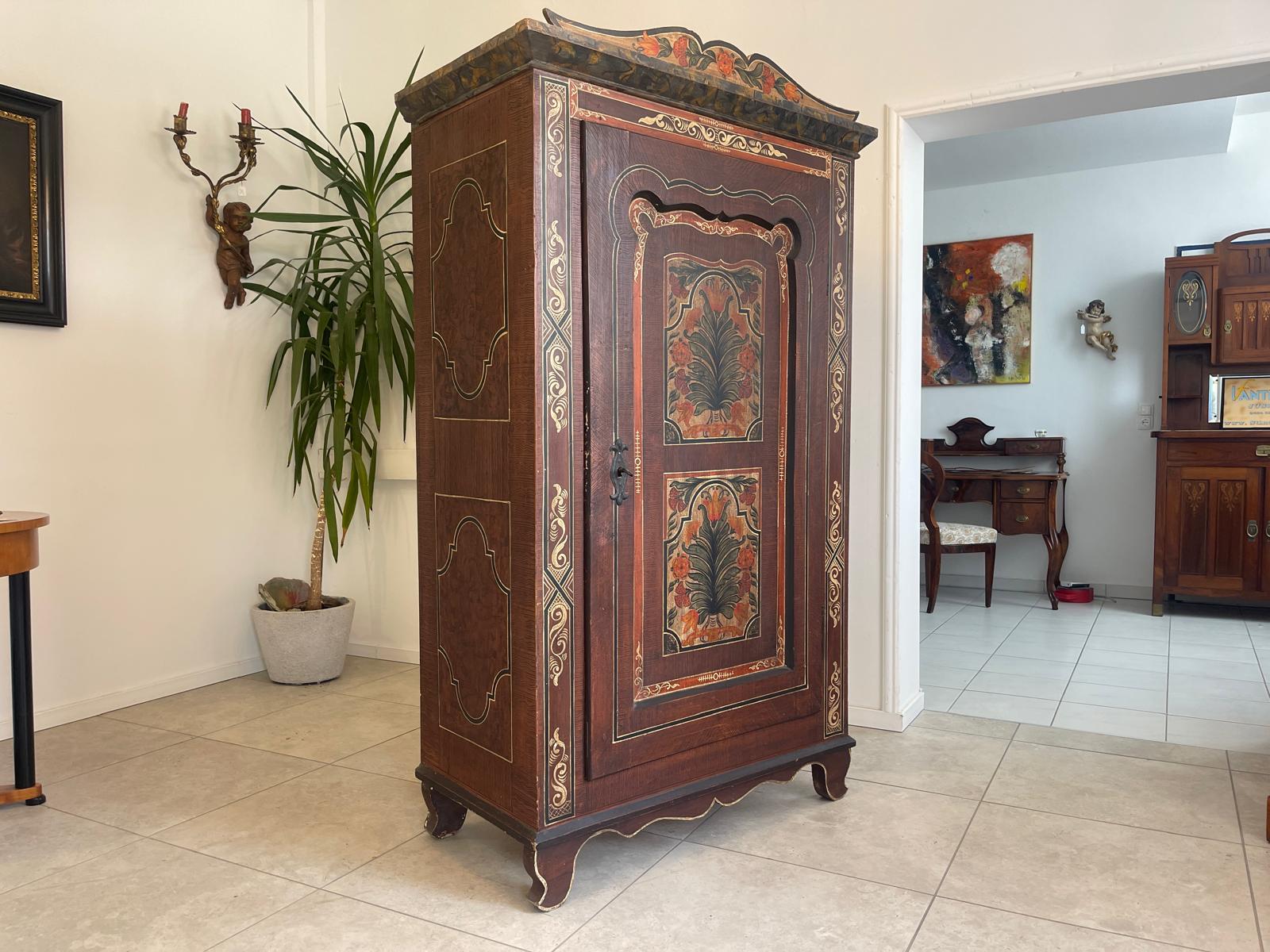 Antikes Handbemalter Bauernschrank Kasten Bauernkasten G1363