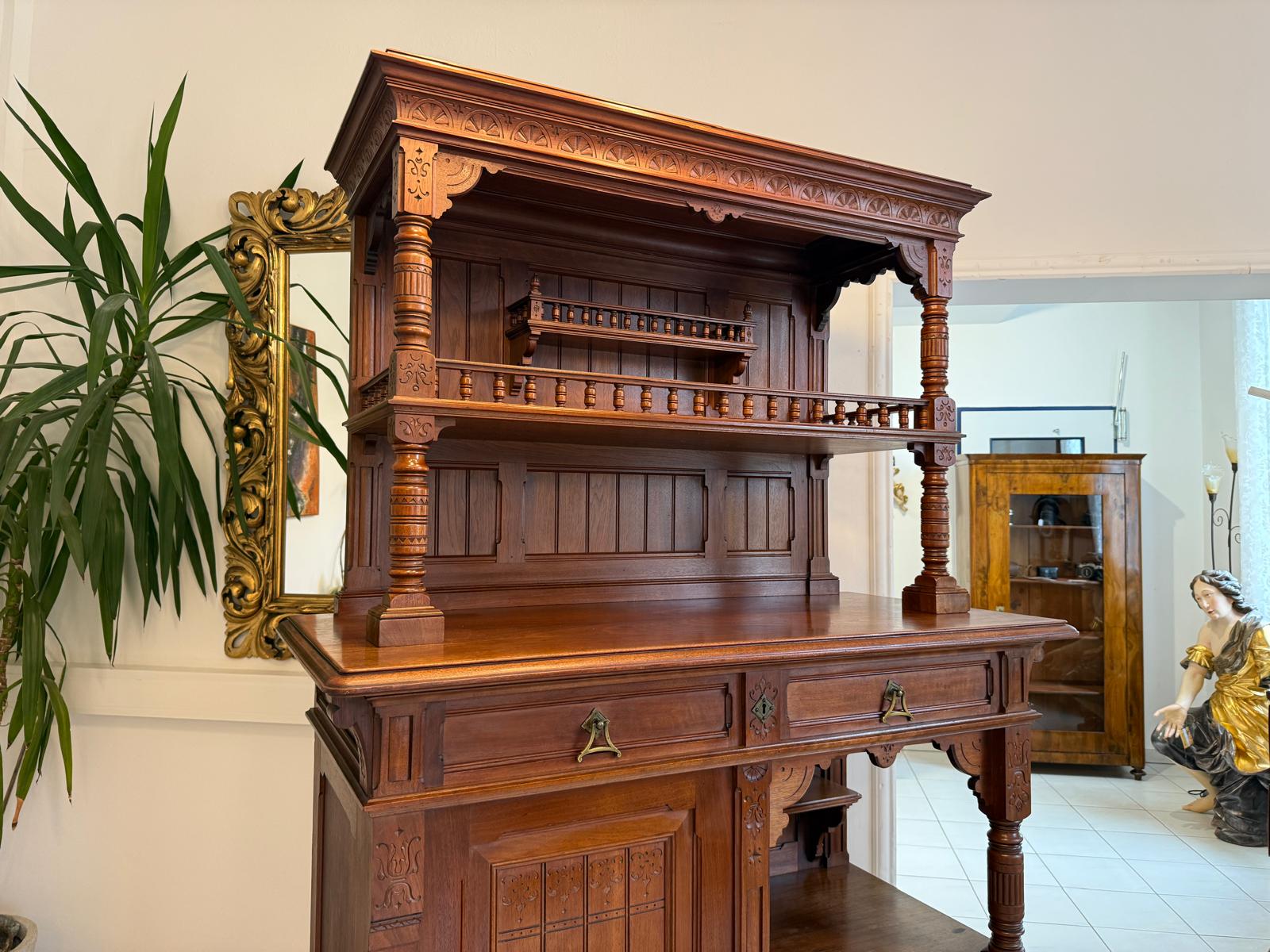 Originale Gründerzeit Anrichte Schrank Vertiko Schrank RegalG2234