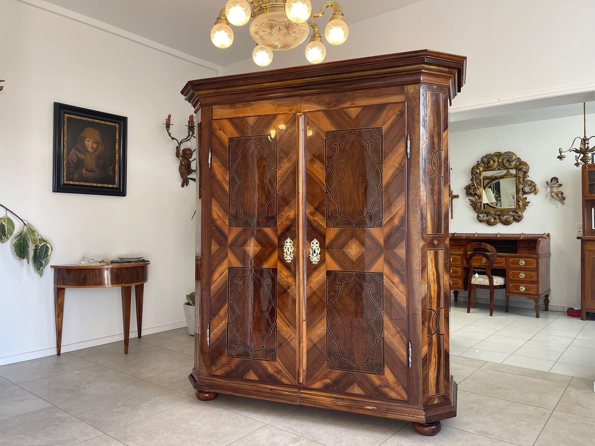 SALE Restauriert Barocker Hallenschrank Barockschrank Museumsexemplar Antiquität G1138