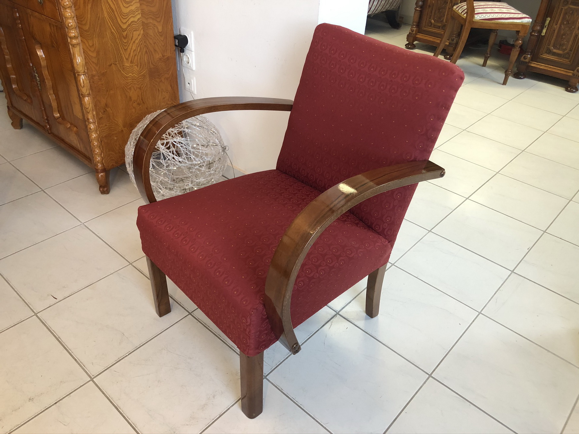 restaurierter Mid Century Kanadier - Fauteuil Halabala Armchair Z2090