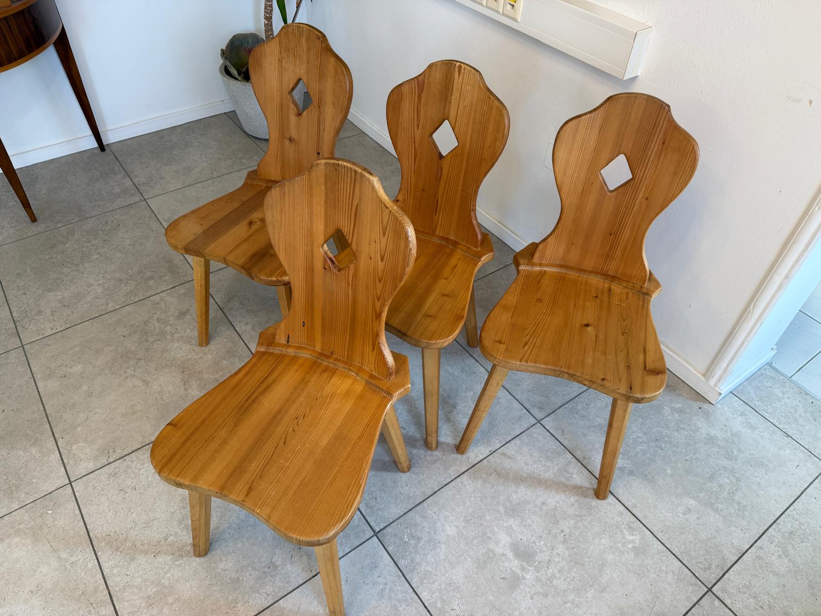 4 Antike Weichholz Kiefernholz Bauernsessel Sessel G1045-1