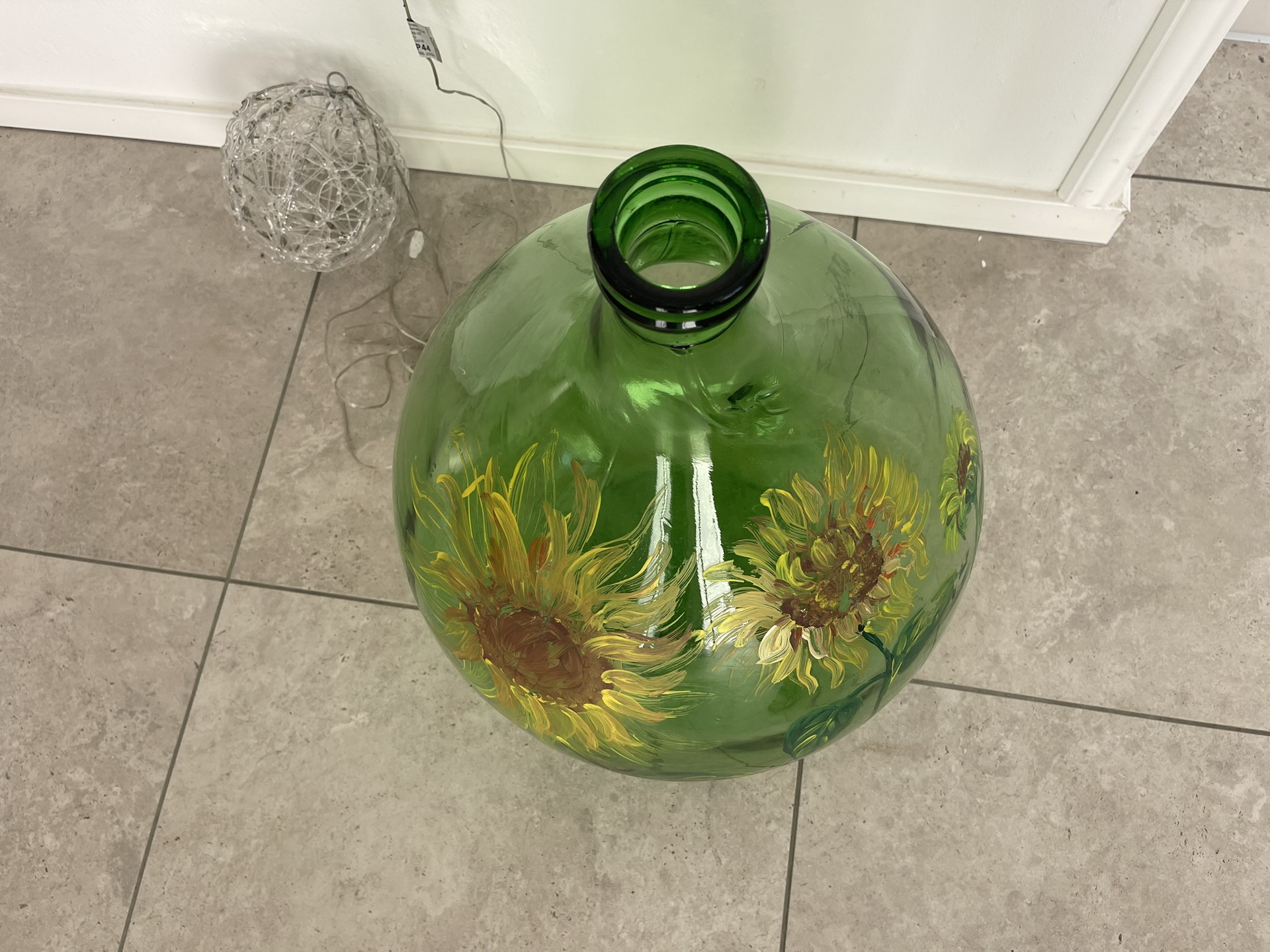 Bauernstube_14rZdWwJm0eY5Dj Alte Glasflasche Weinballon, Gärballon, mundgelasen B1702