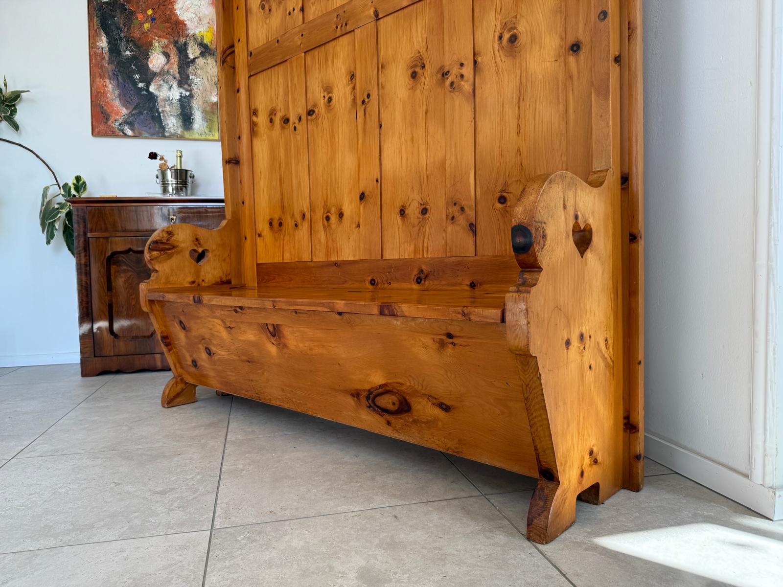 Provinzielle Bäuerliche  Truhenbank Landhausbank Bankerl Zirbenholz G1857