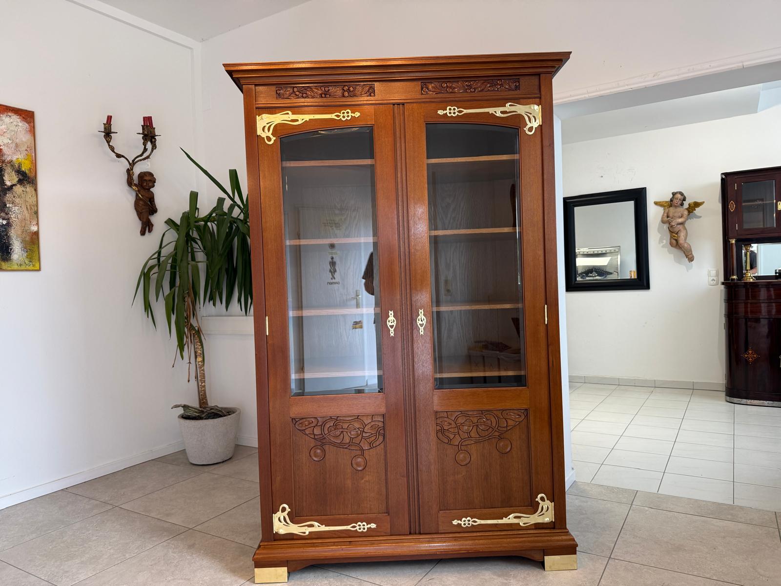 Jugendstil Vitrine Glasschrank Bücherschrank Bibliothekschrank Antiquität D2866