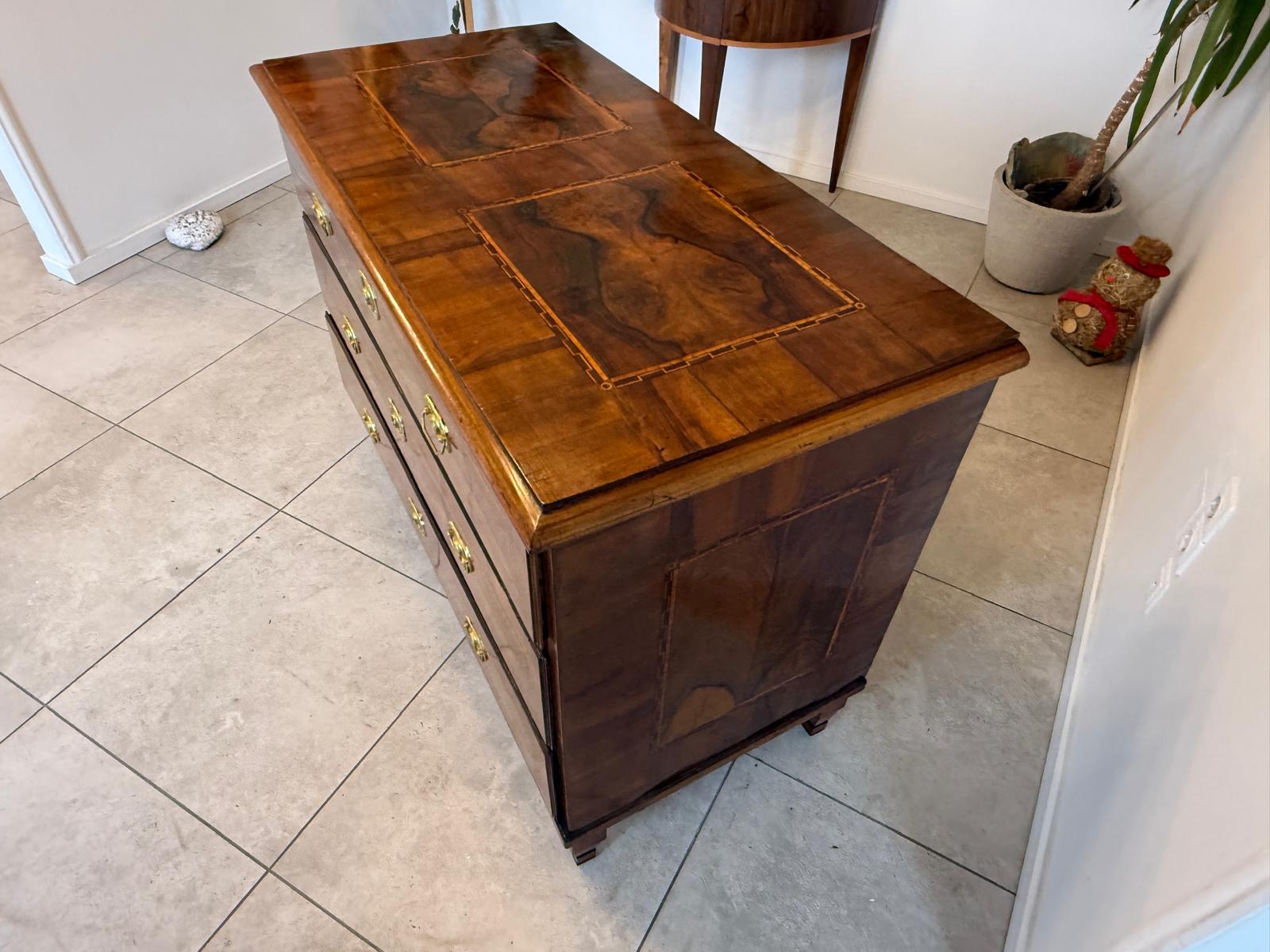 Barock Kommode Obstholz Marketerien Antiquität Nussholz  G2369