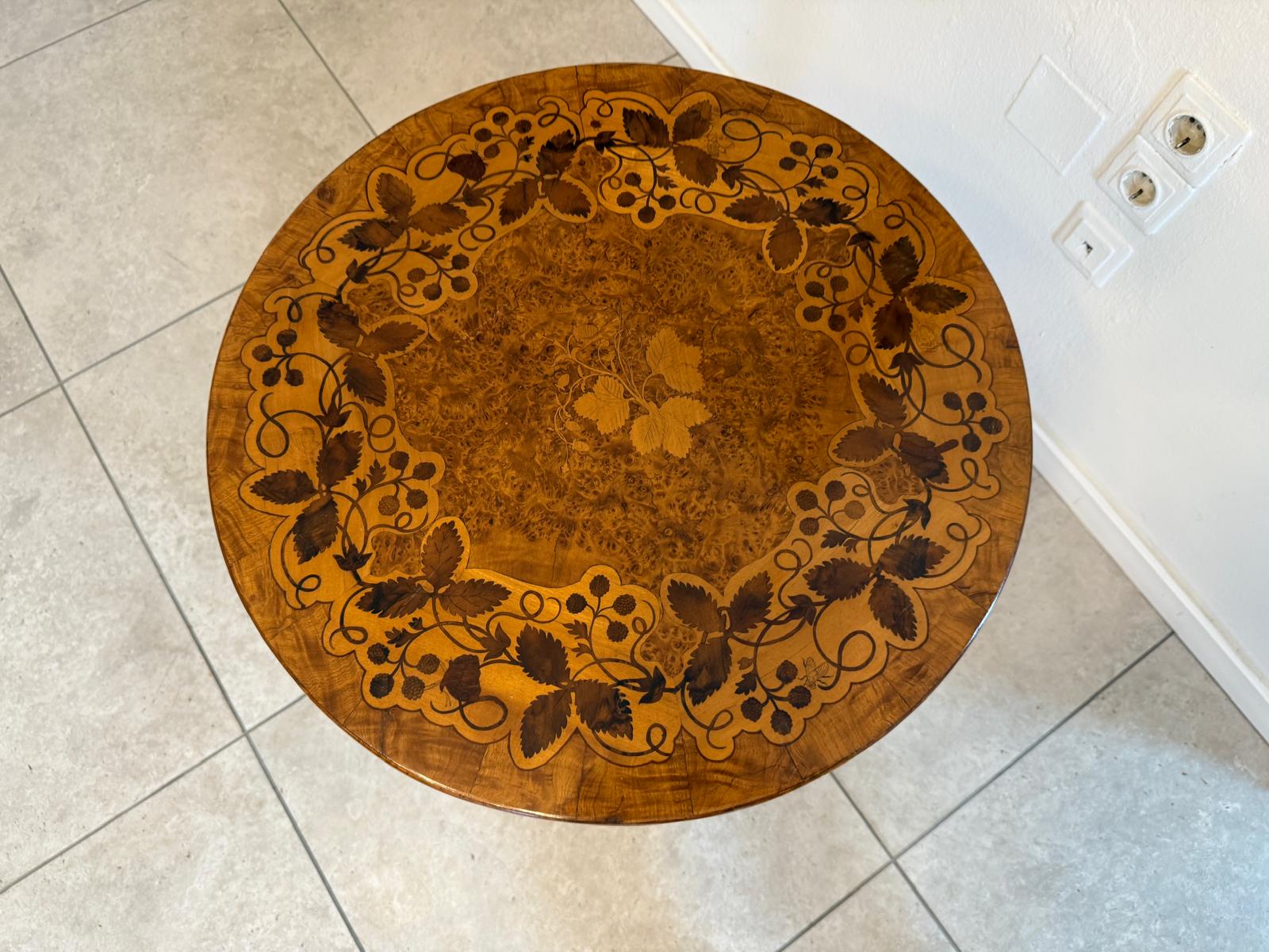 Originales Biedermeier Tischerl Beistelltischerl Intarsien Blumentisch G2218