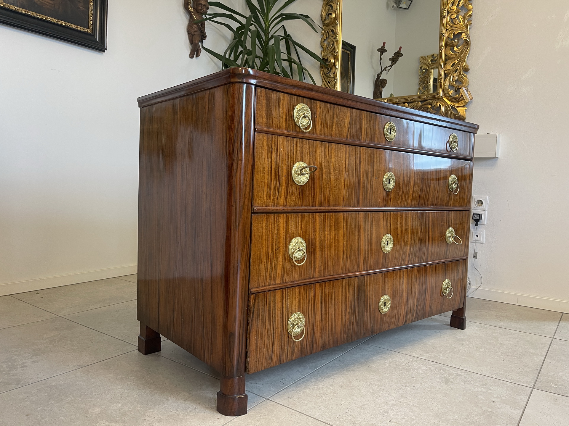 Biedermeier-Barock-63 Restaurierte Nussholzfurnierte Biedermeier Schreibkommode A4021