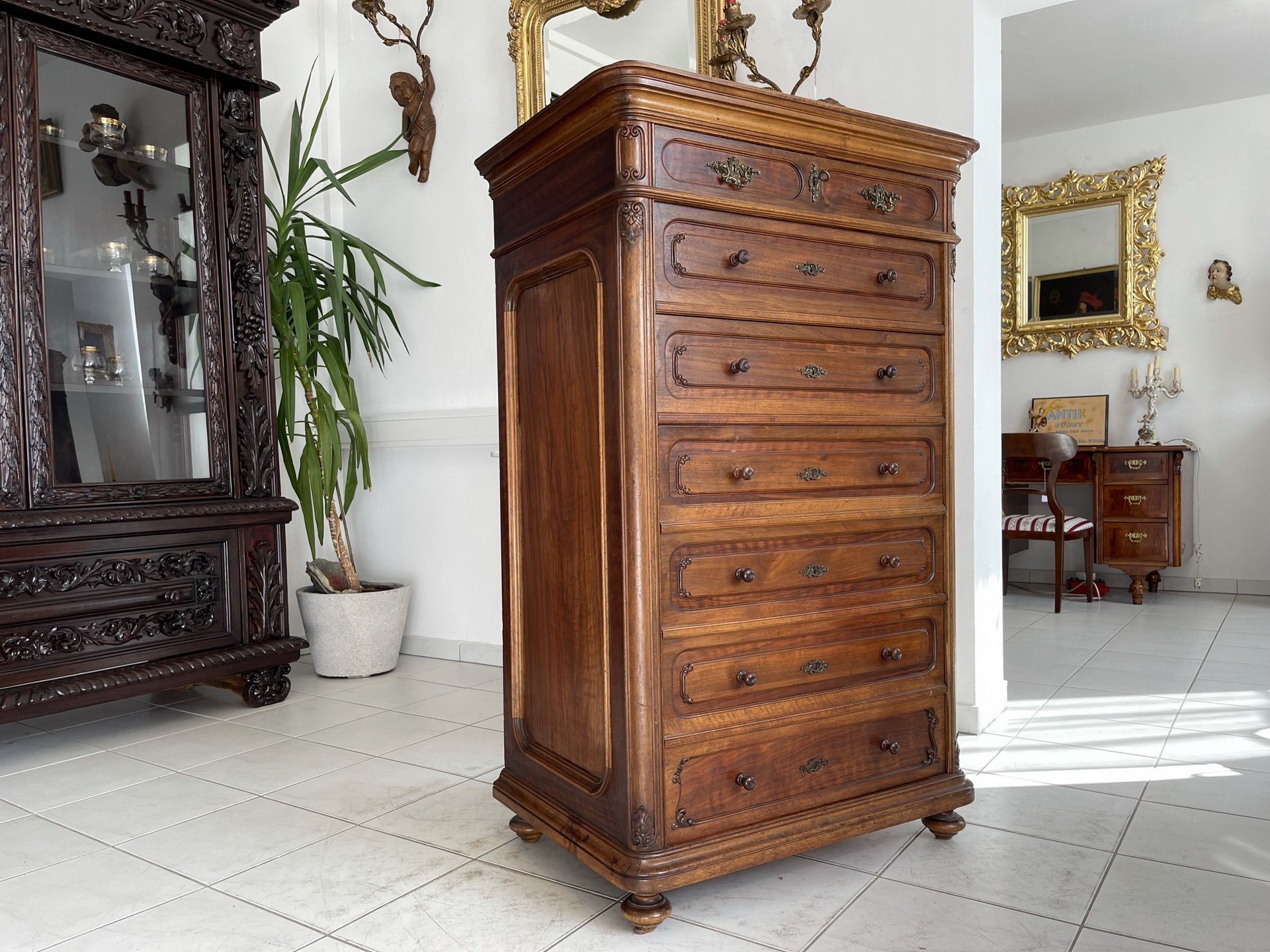 Jugendstil-Biedermeier-Barock_119 Original Gründerzeit Hochkommode Anrichte Historismus A2968