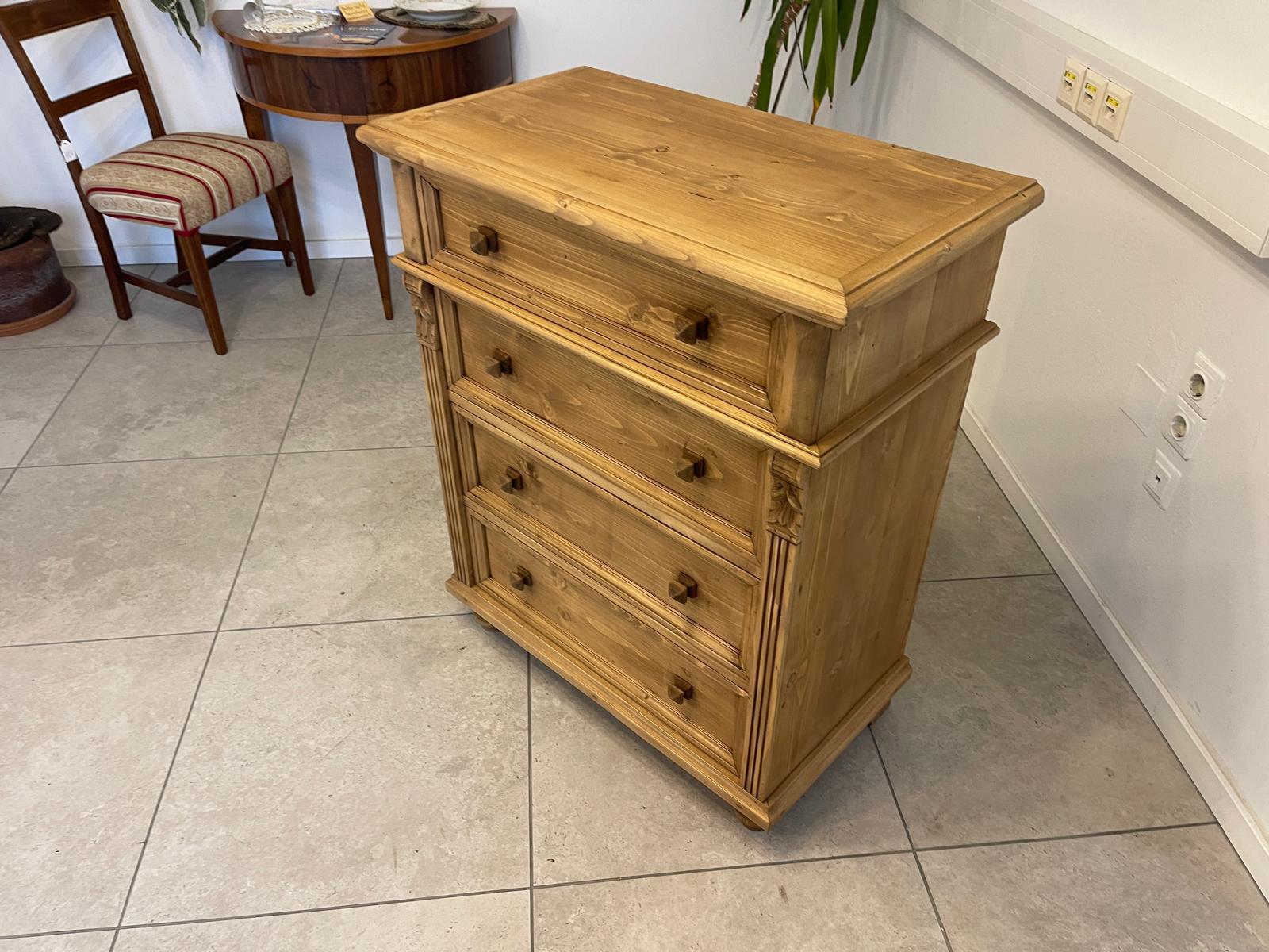 Bäuerliche 4 Ladenkommode Ladenschrank aus Vollholz im Gründerzeit-Stil G1056