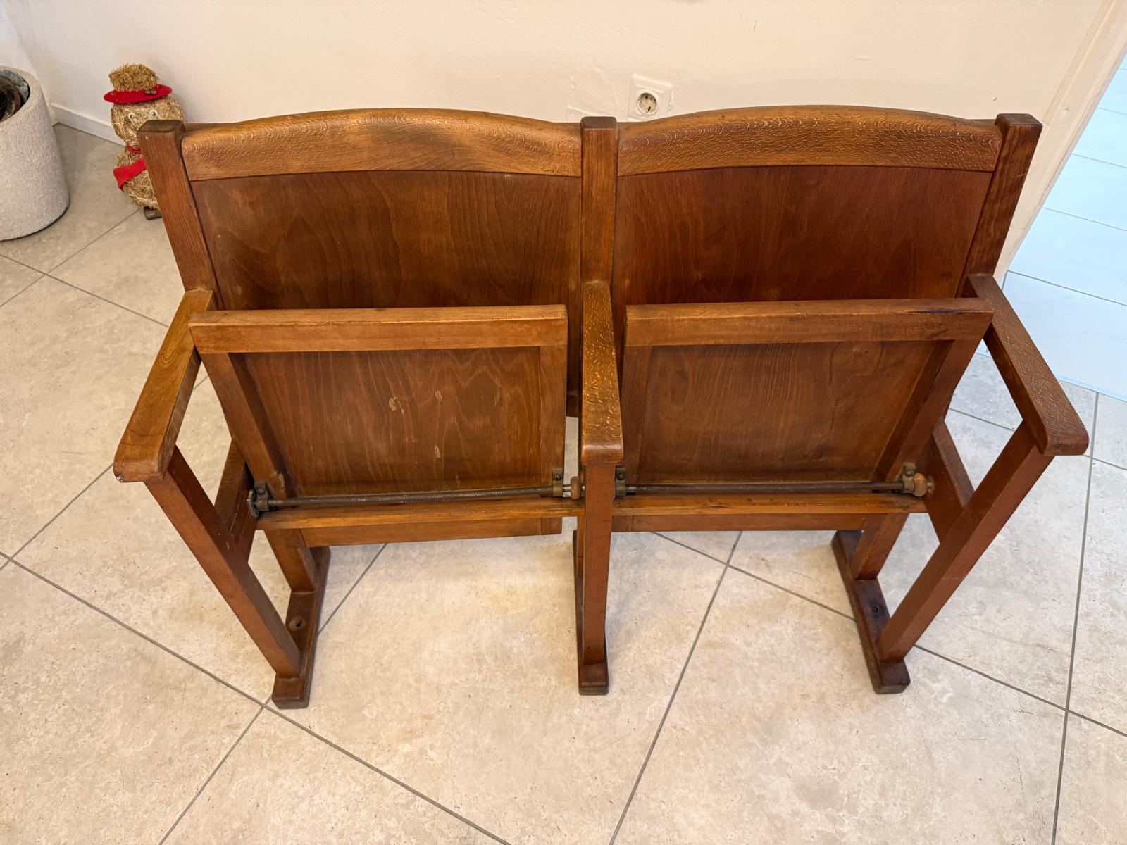Original Wiener Kinosessel 2er Sitz Klappstuhl Stuhl Nostalgie G2266