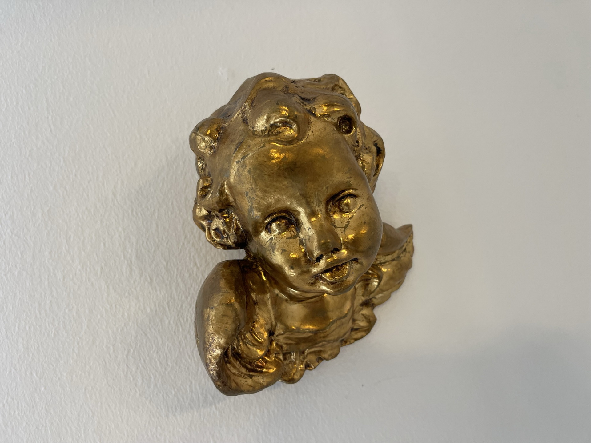 Engelskopf Holzengel golden  Holzgeschnitzt B1068