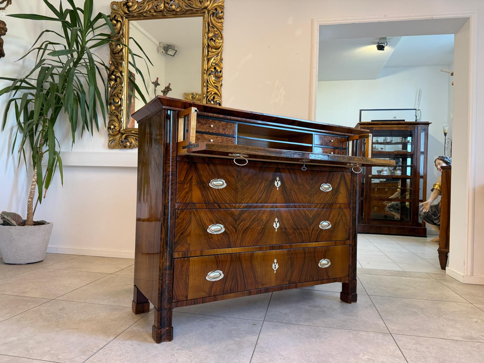 SALE Restaurierte Biedermeier Schreibkommode Nussholz Antiquität Antikmöbel G2159