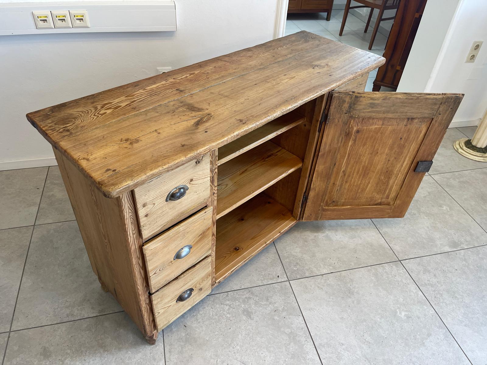 Bäuerliche Anrichte Sideboard Kommode Naturholz E1017
