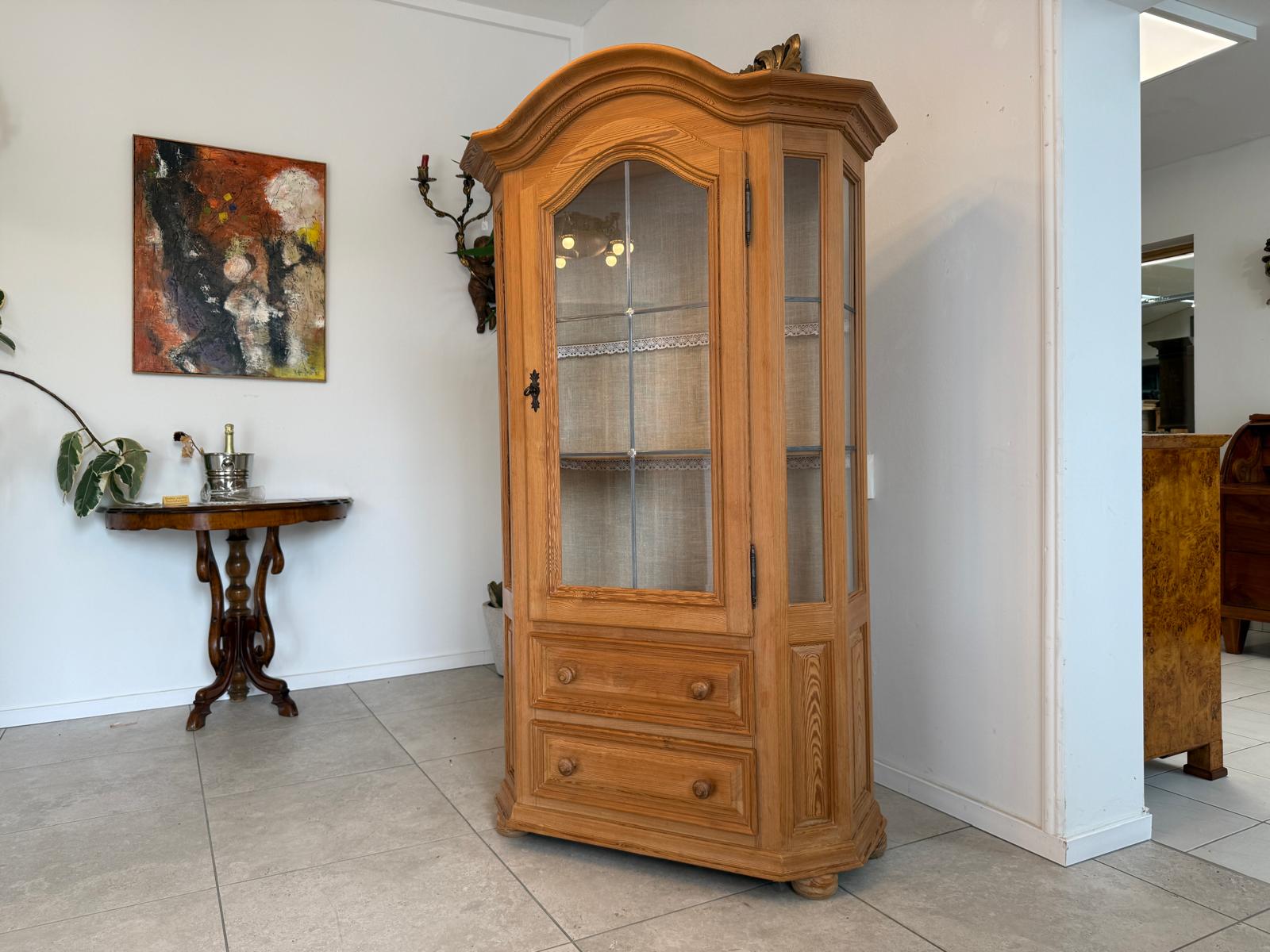 Bäuerlicher Vitrinenschrank Glasschrank Bauernschrank Vitrine um 1980 - G1718