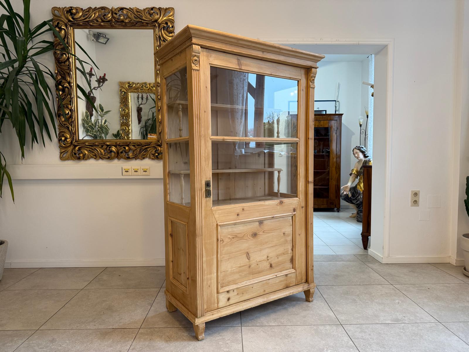 Bäuerliche Gründerzeit Vitrine Bauernvitrine Bauernschrank Naturholz G2215