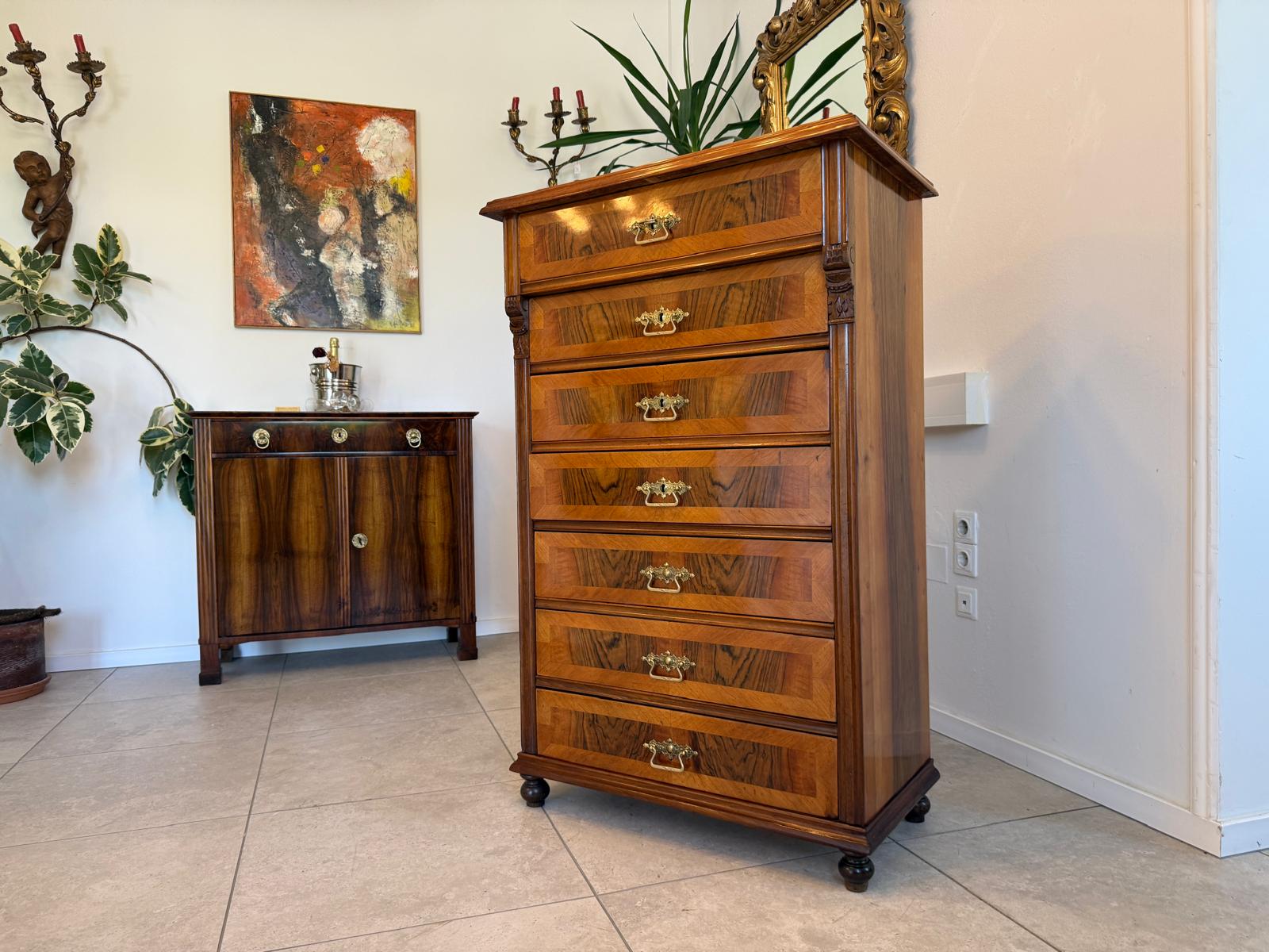 Gründerzeit Wochenkommode Nussholz Ladenschrank Antik G2086