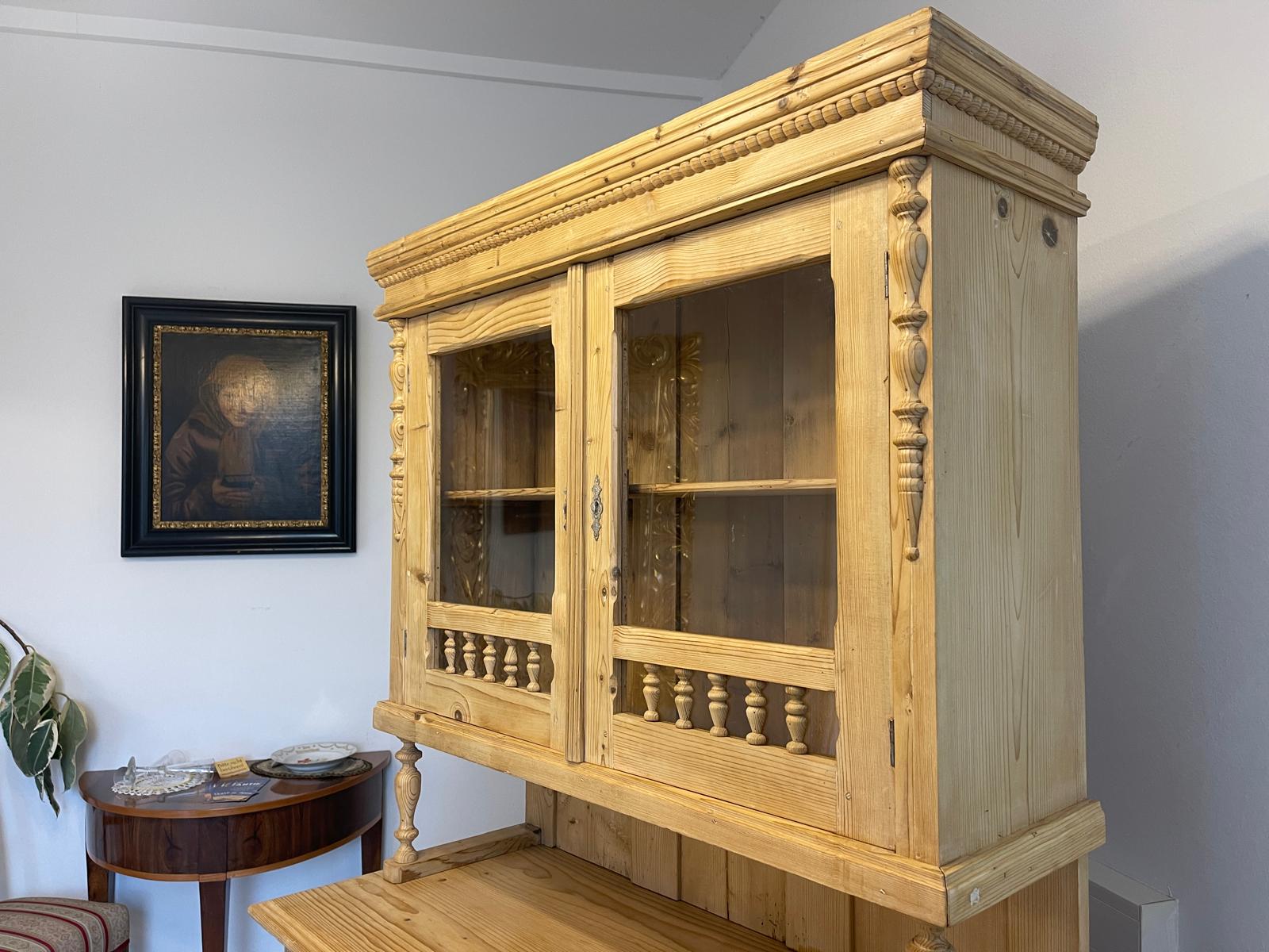 Restaurierte Gründerzeit Küchenschrank Vitrinenschrank Bauernschrank Bauernmöbel G1047