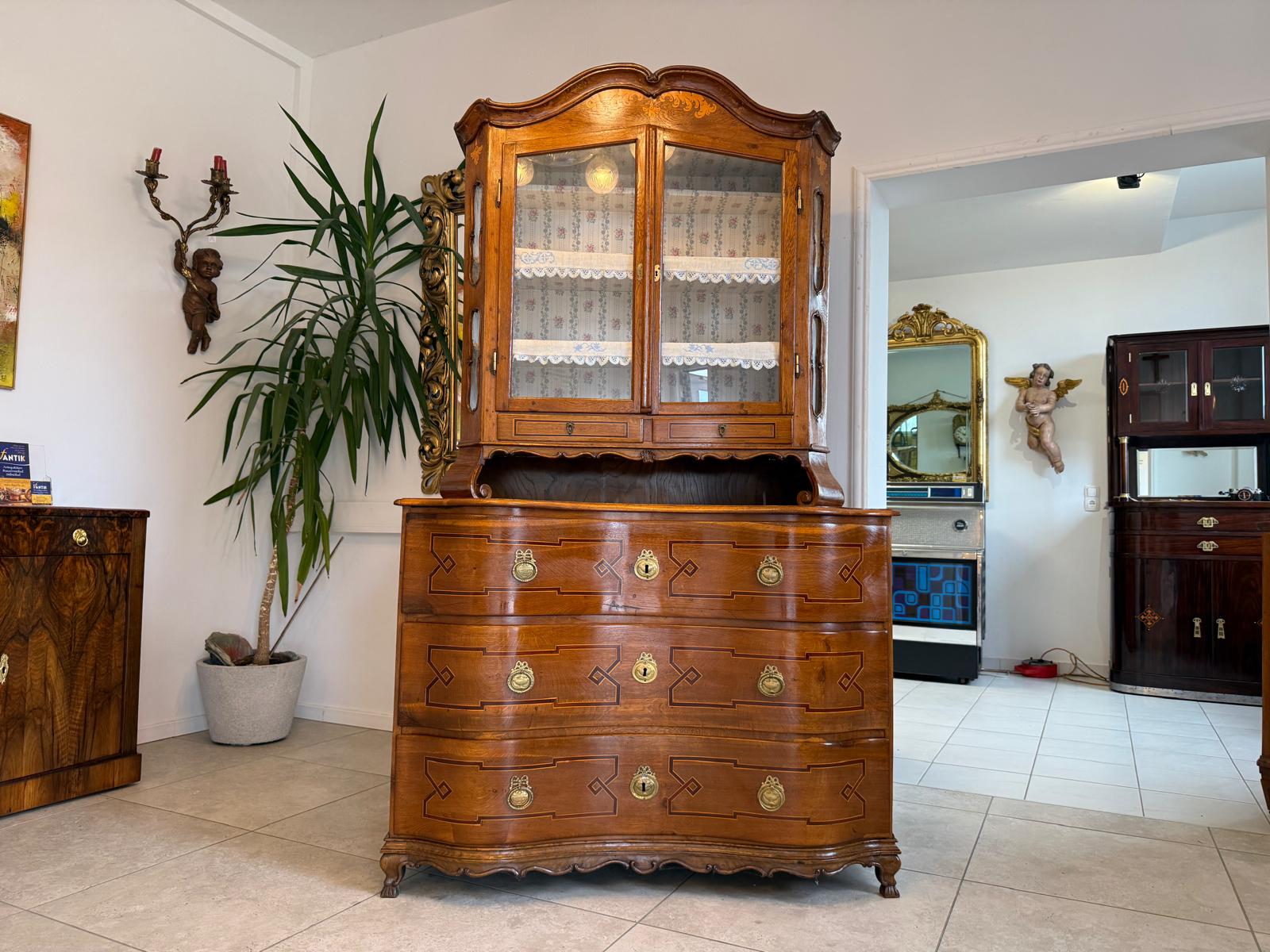 Barocke Aufsatzvitrine Aufsatzkommode Vitrine Antiquität Tabernakl Sale D1142