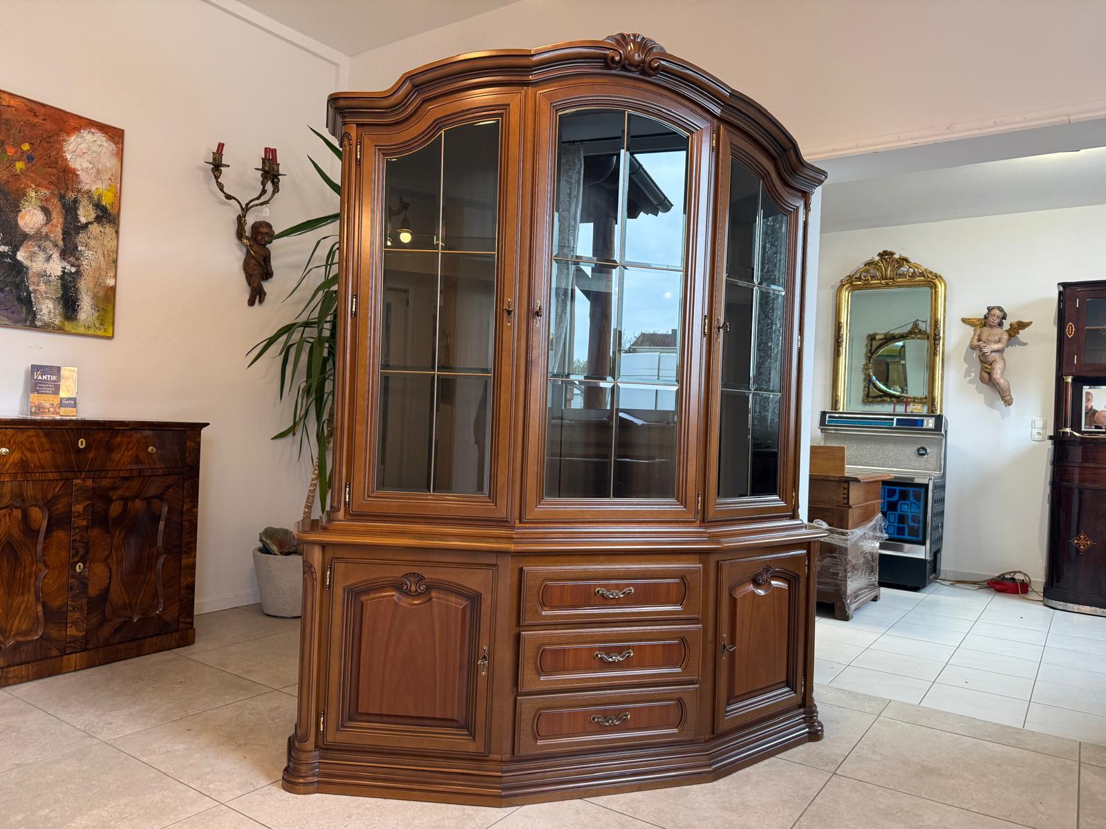 Barockstil Vitrine Buchenholz Bücherschrank Stilschrank D2370-1