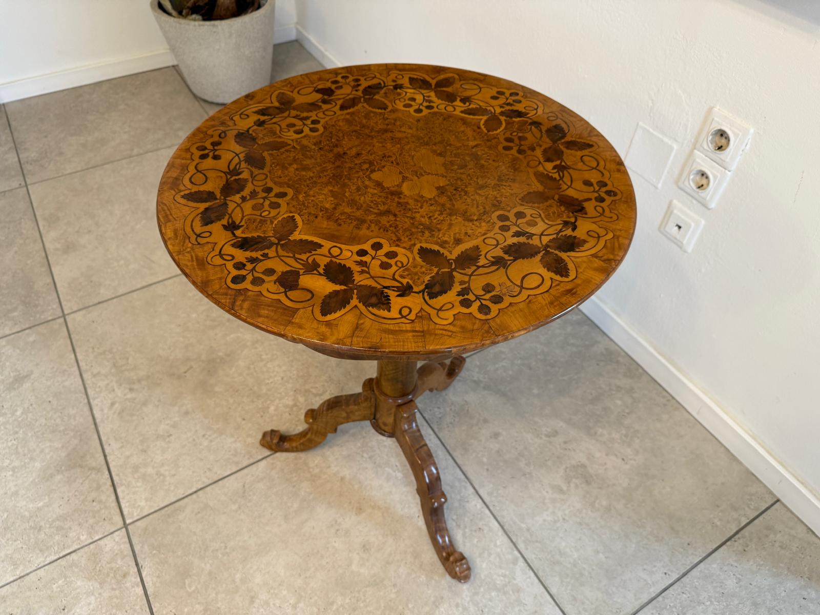 Originales Biedermeier Tischerl Beistelltischerl Intarsien Blumentisch G2218