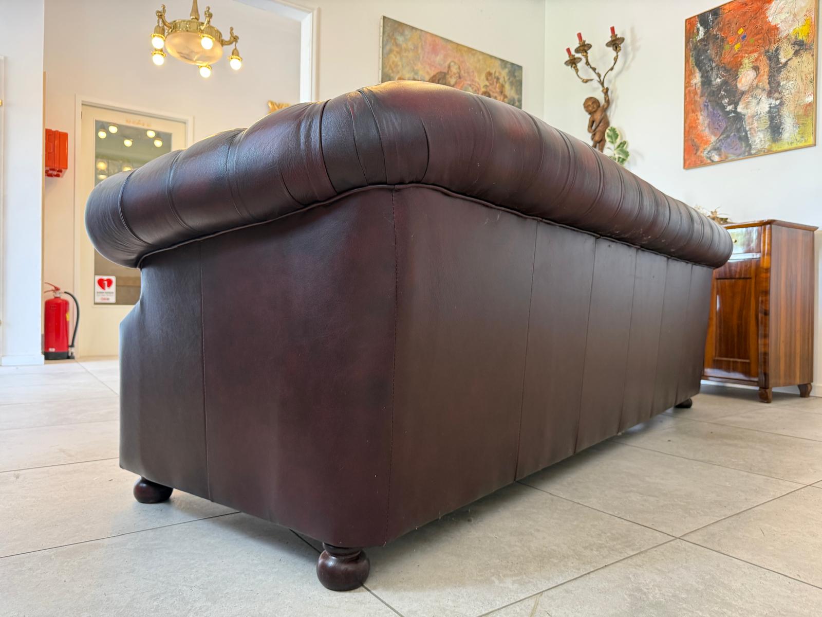 Chesterfield 4er Clubsofa Diwan Echtledersofa Oxblood D2923