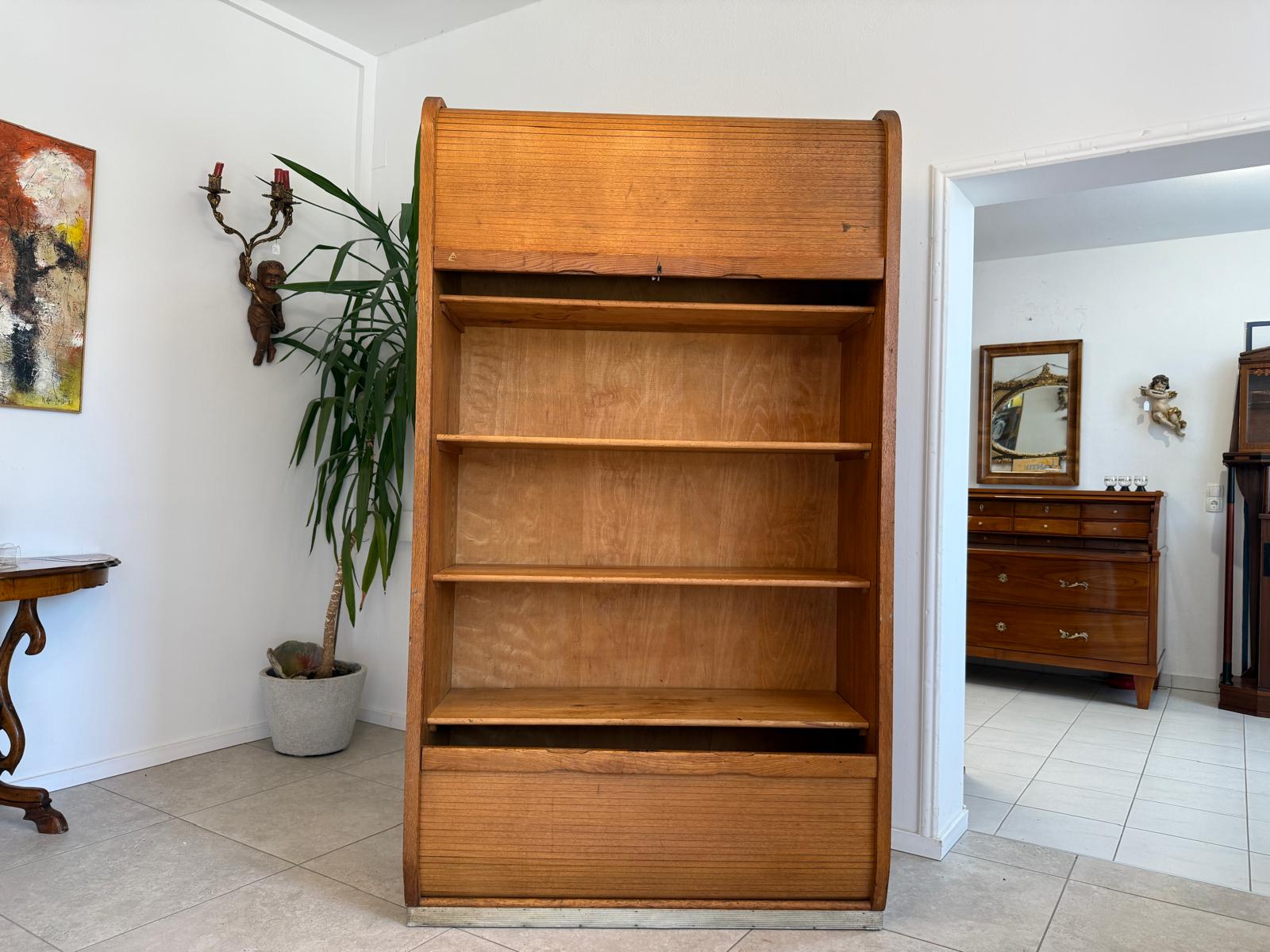 Jugendstil Rolladenschrank Antik Braun Büroschrank G1764