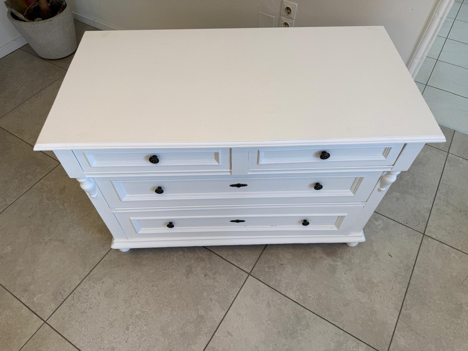 Bäuerliche Gründerzeit Anrichte Sideboard Kommode Naturholz  Weiss D2340