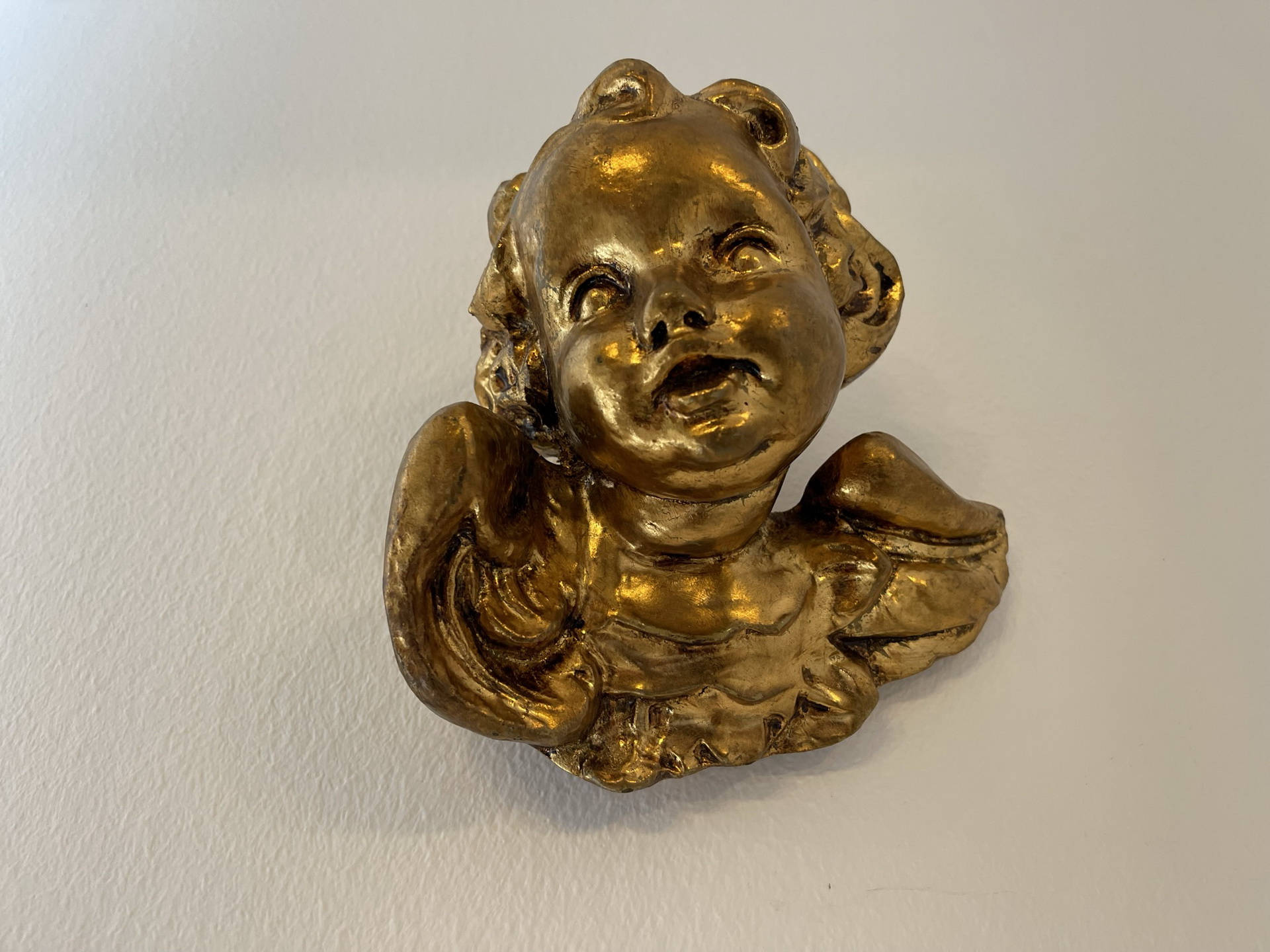 Engelskopf Holzengel golden  Holzgeschnitzt B1068