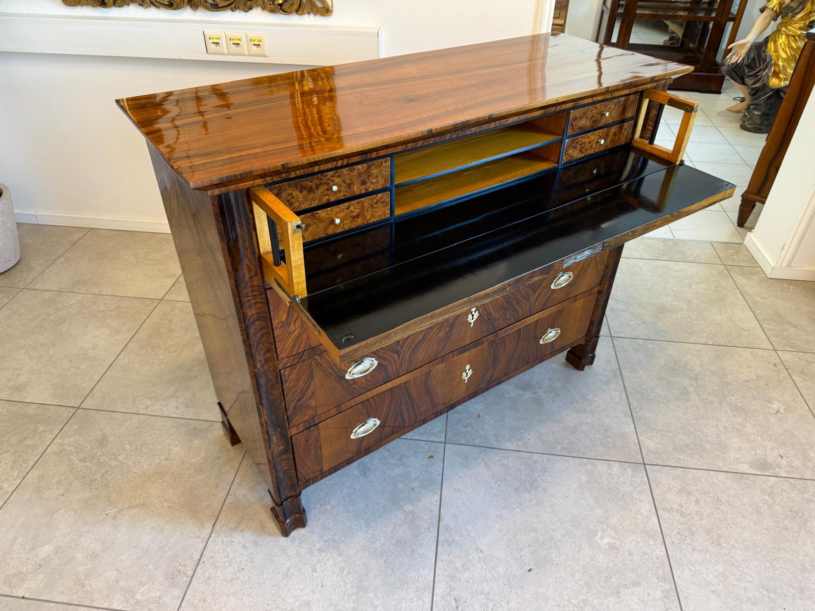 SALE Restaurierte Biedermeier Schreibkommode Nussholz Antiquität Antikmöbel G2159