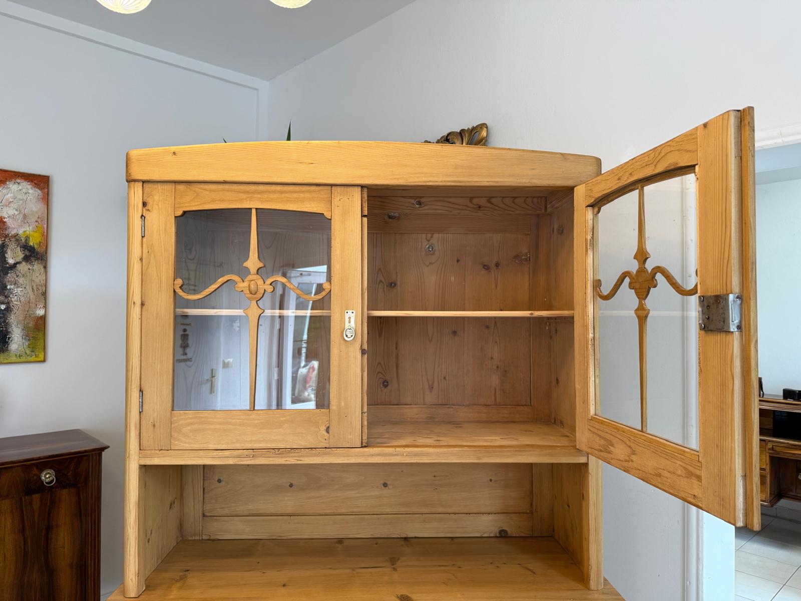Restaurierte Jugendstil Küchenschrank Vitrinenschrank Bauernschrank G2124