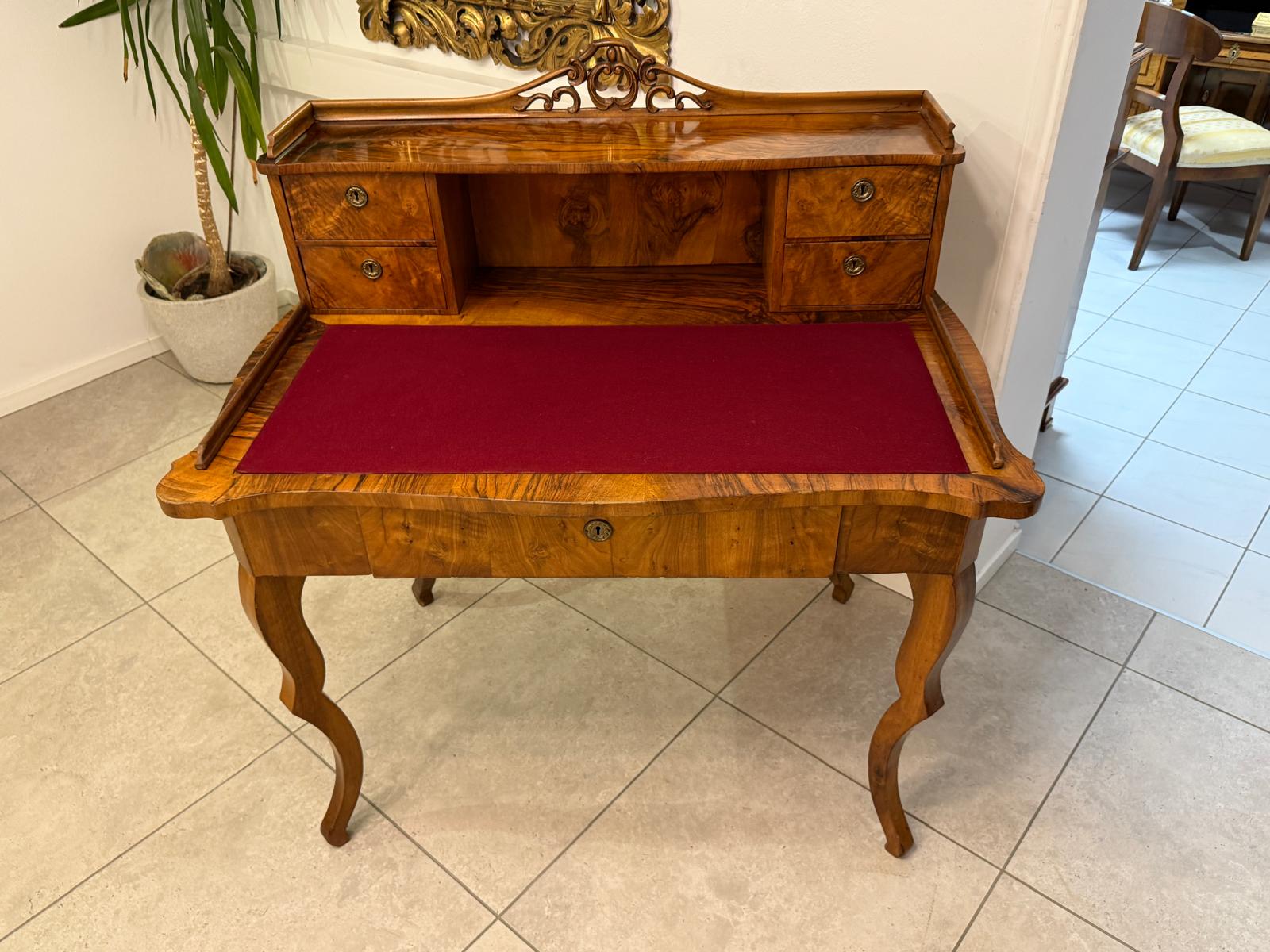 Spätbiedermeier Damen Sekretär Schreibtisch Nussholz G2261