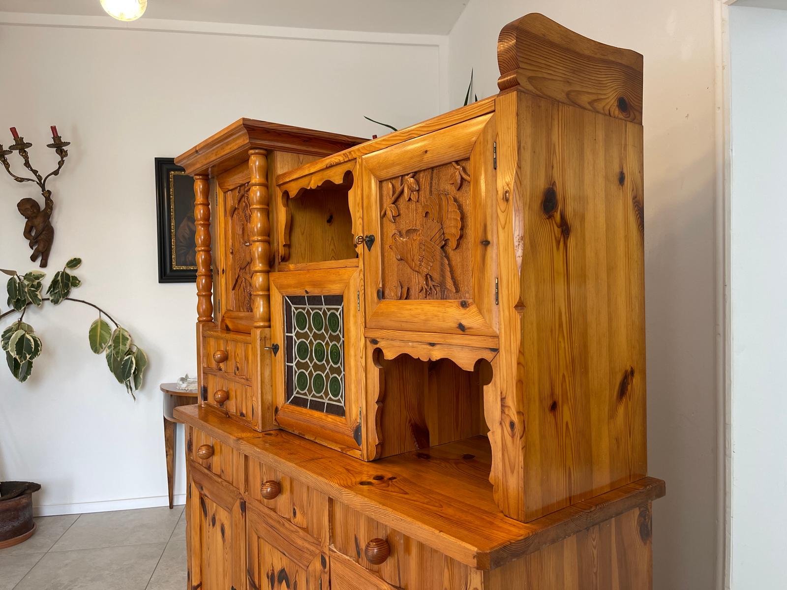 Zirbenholz Kredenz Butzenglas Küchenschrank G1173