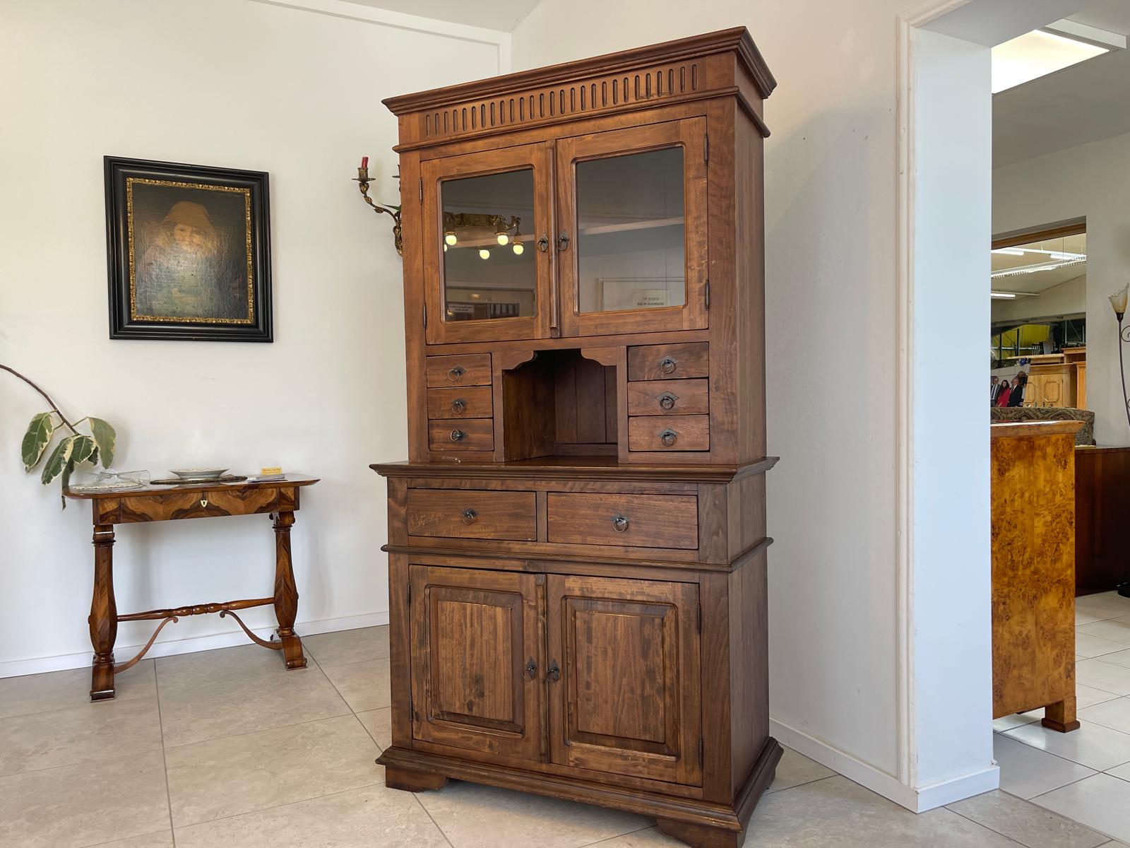 Aufsatzschrank im Kolonialstil Englisch Vitirne Glasschrank Sideboard G1620