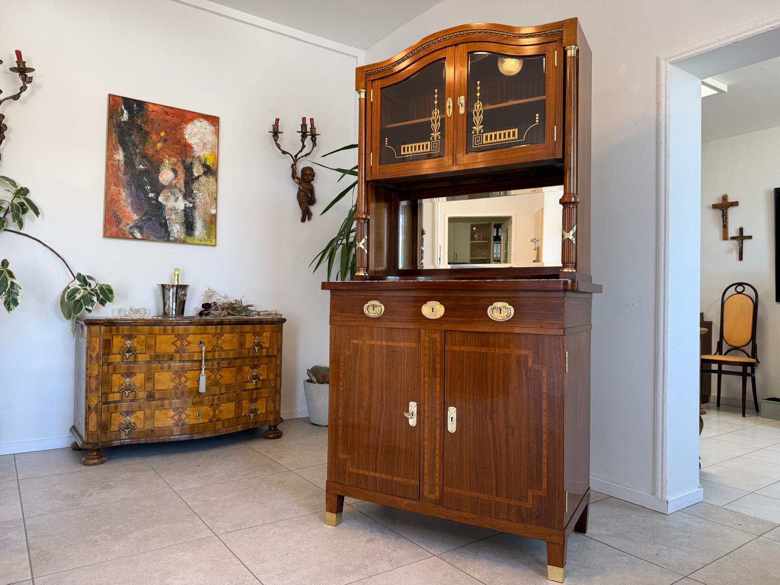 Jugendstil Aufsatzbuffet Antiquität Kredenz Küchenschrank D2697