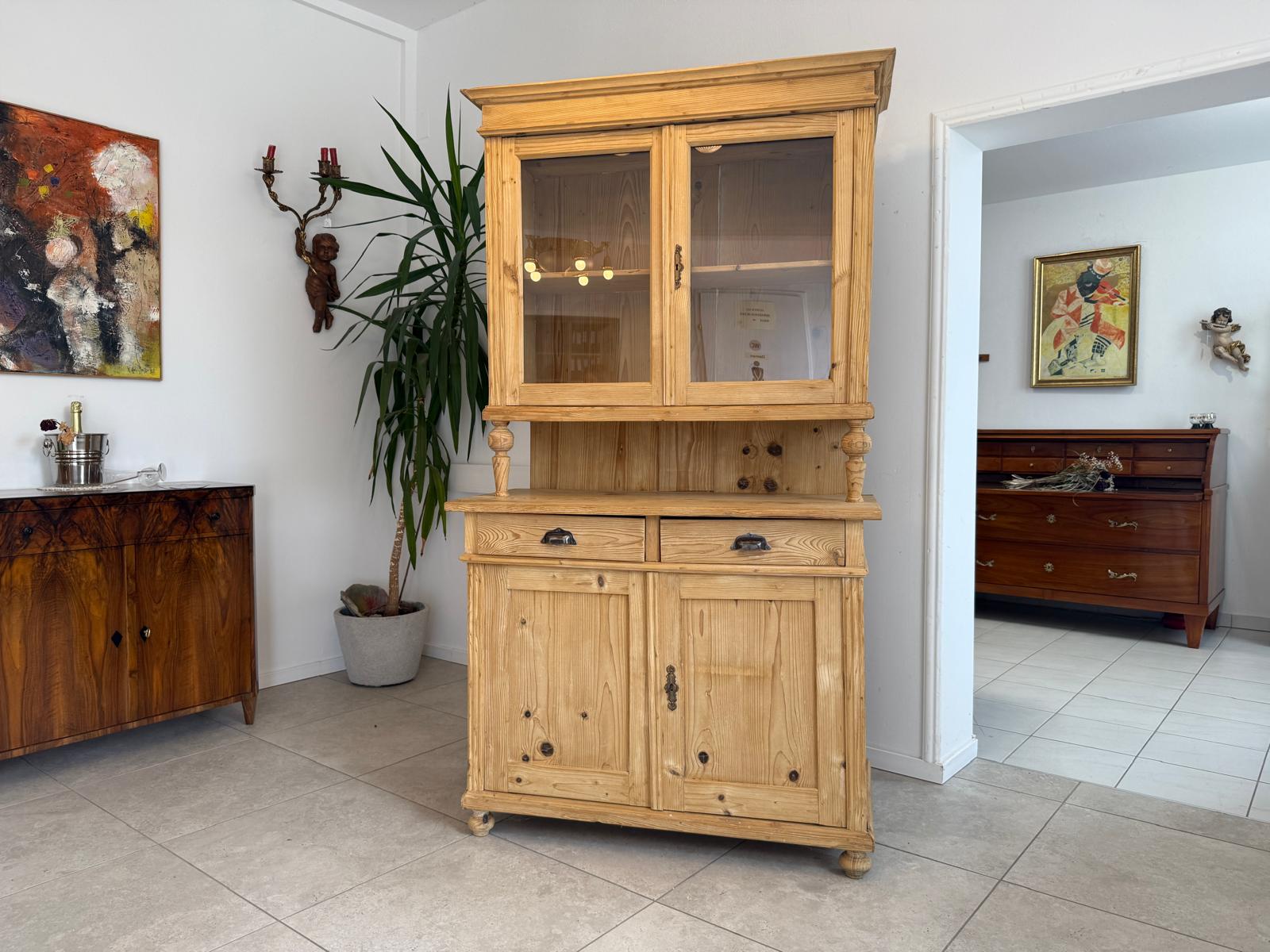 Restaurierte Gründerzeit Küchenschrank Vitrinenschrank Bauernschrank Bauernmöbel G1988