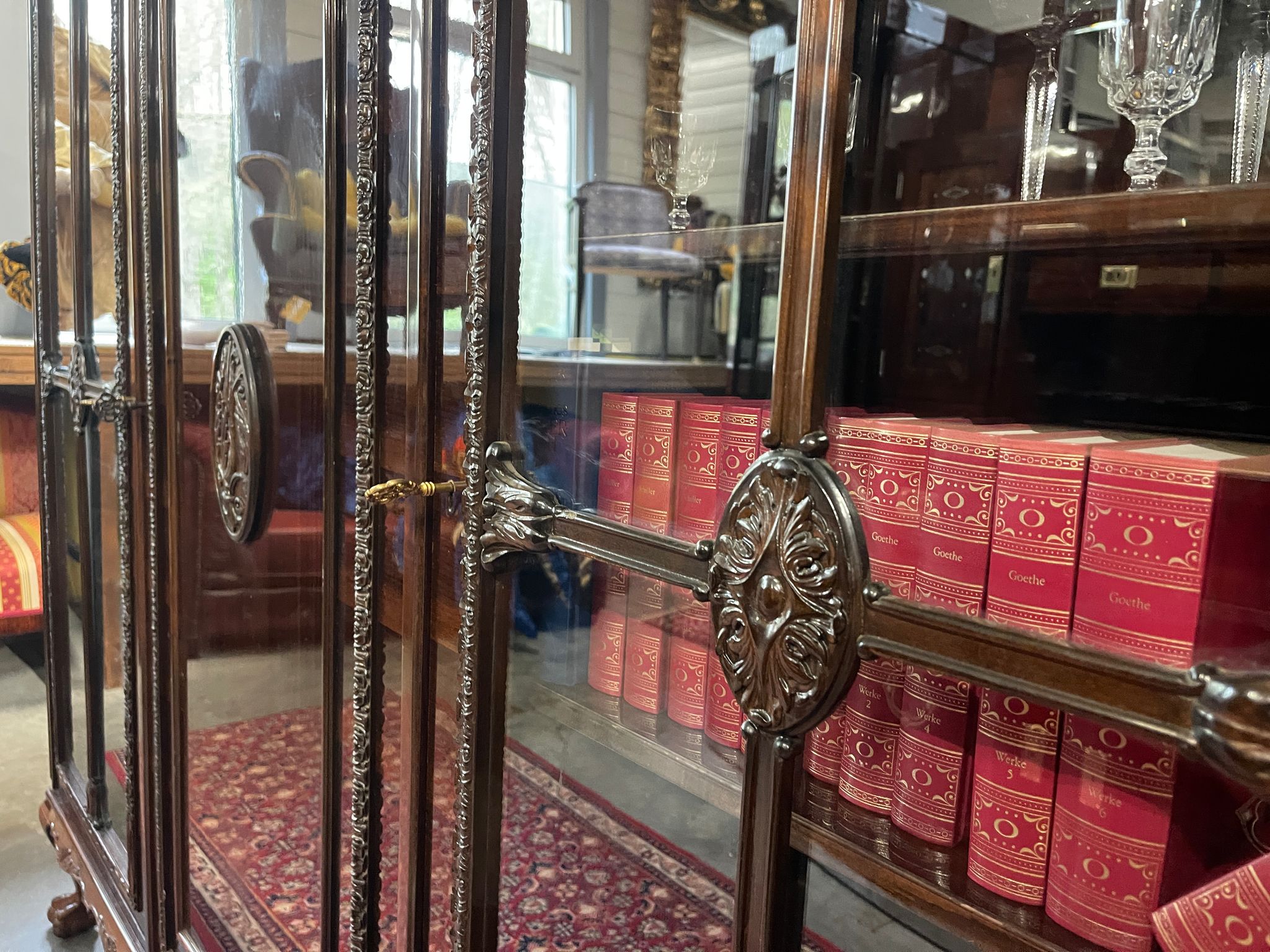 Bücherschrank Barock Barockstil Vitrine Glasschrank Wohnzimmerschrank A5150