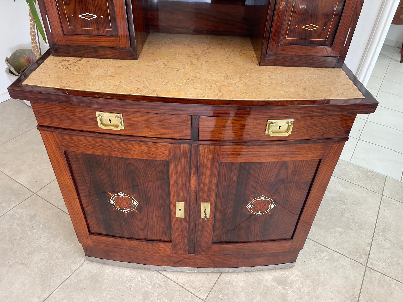 Sale Restauriertes Jugendstil Designerbuffet Aufsatzbuffet Schellack Antiquität G1377-1