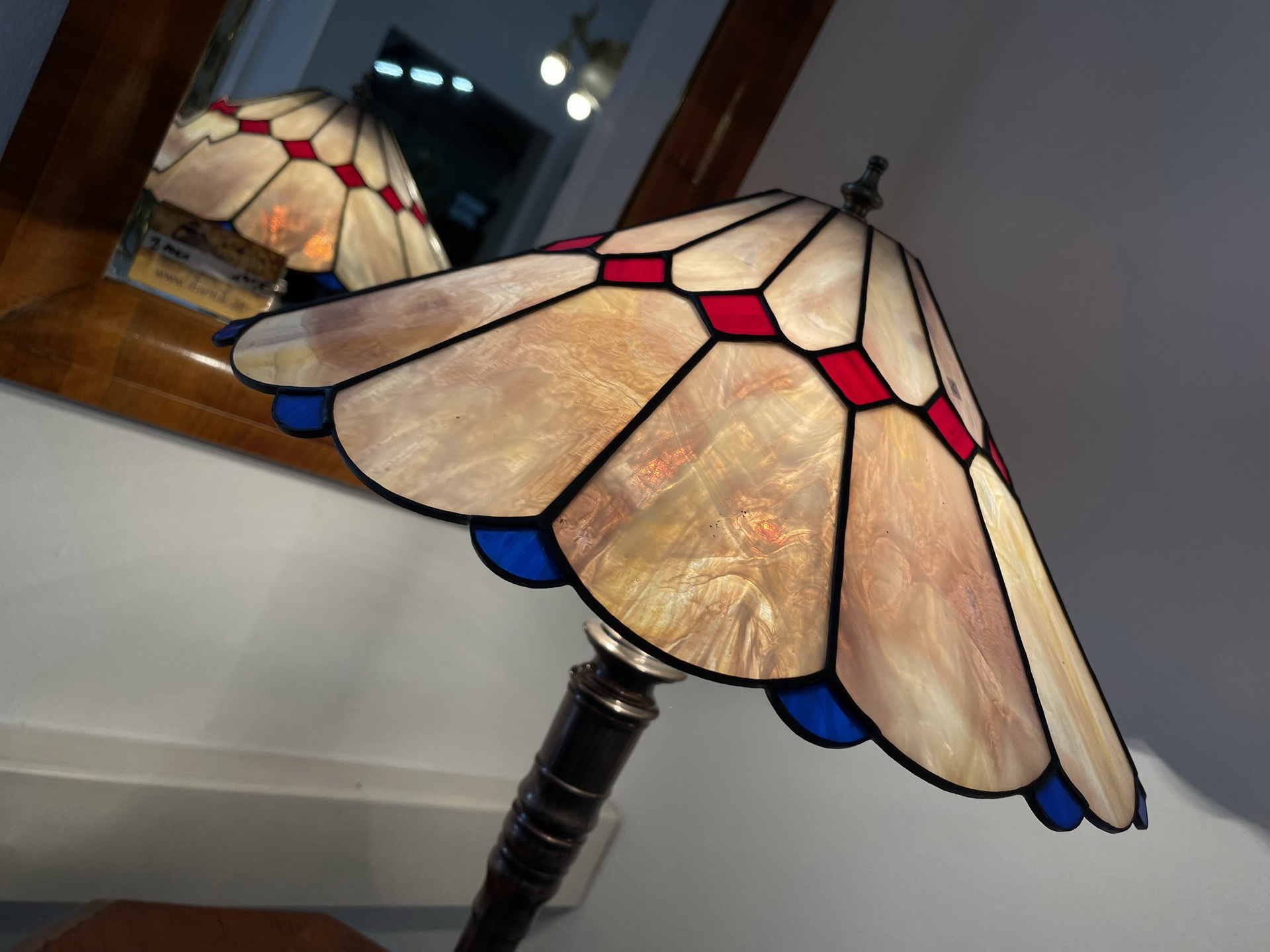 tiffany-glaskunst-_71 Echtglas Lampe Tiffany Stil Handgefertigte Glaskunst von Klausner - Originale Tischleuchte Klaunser Kl6