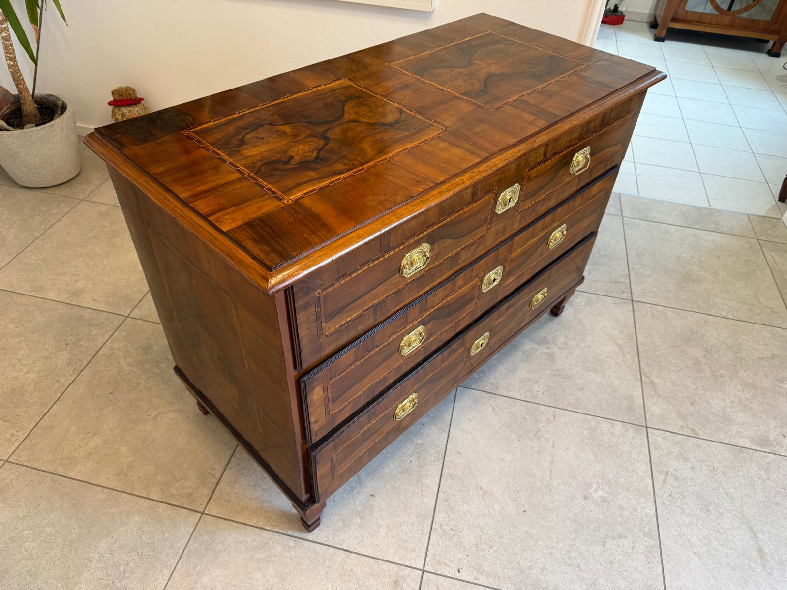 Barock Kommode Obstholz Marketerien Antiquität Nussholz  G2369